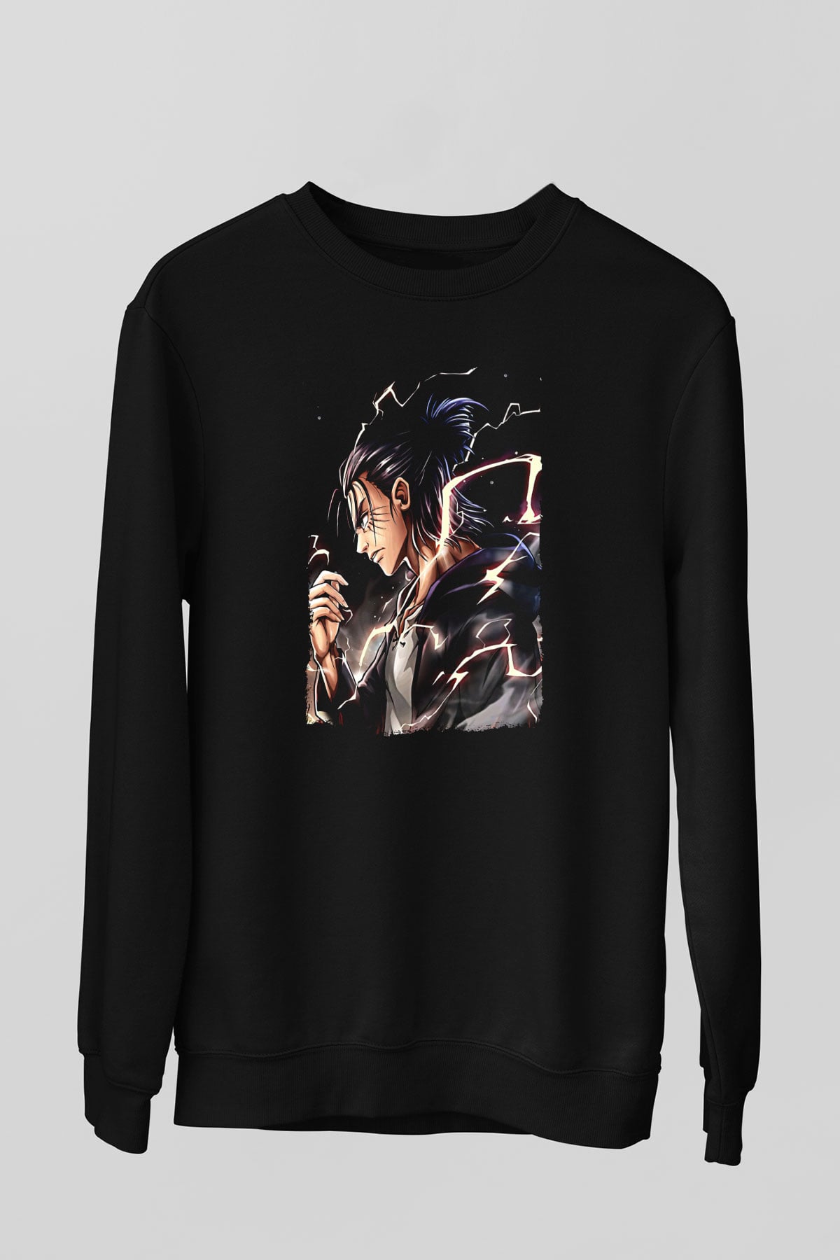 Attack On Titan Baskılı Unisex Siyah Sweatshirt