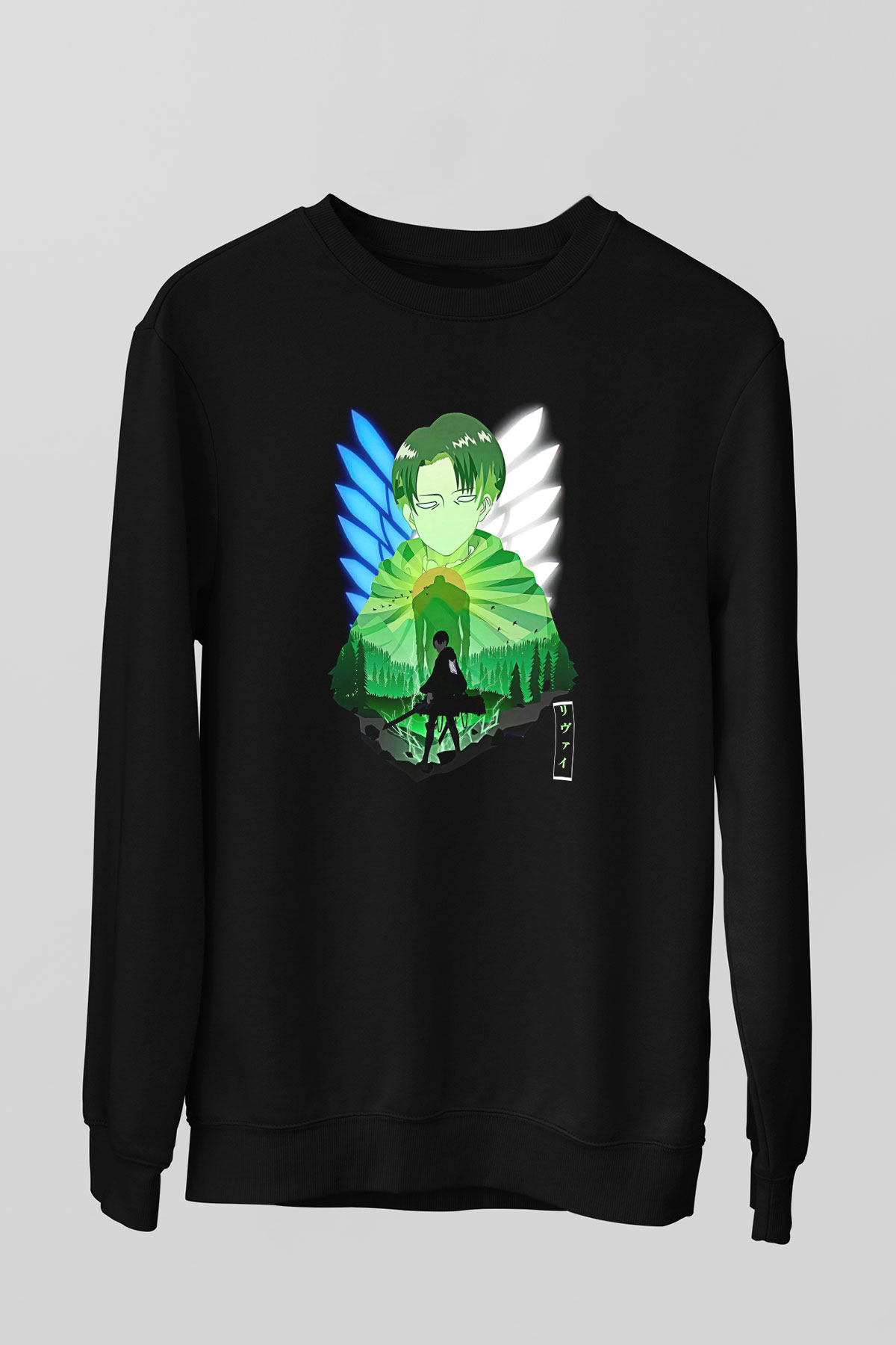 Attack On Titan Baskılı Unisex Siyah Sweatshirt
