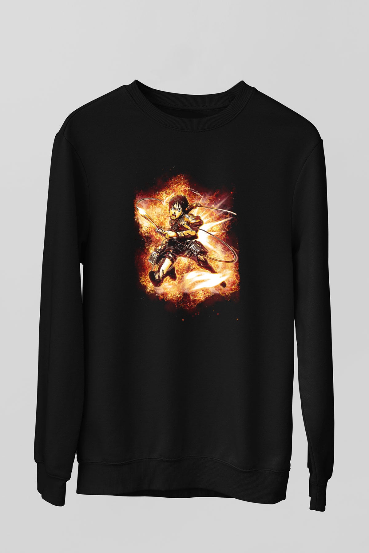 Attack On Titan Baskılı Unisex Siyah Sweatshirt