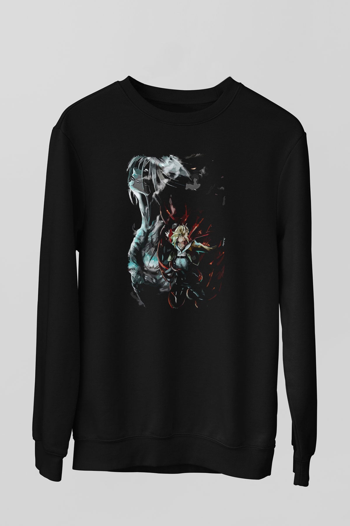 Attack On Titan Baskılı Unisex Siyah Sweatshirt