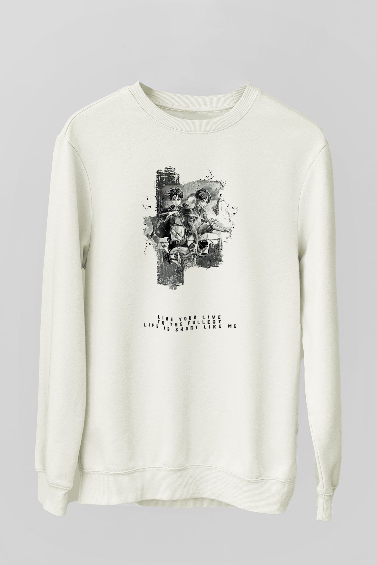 Attack On Titan Baskılı Unisex Siyah Sweatshirt