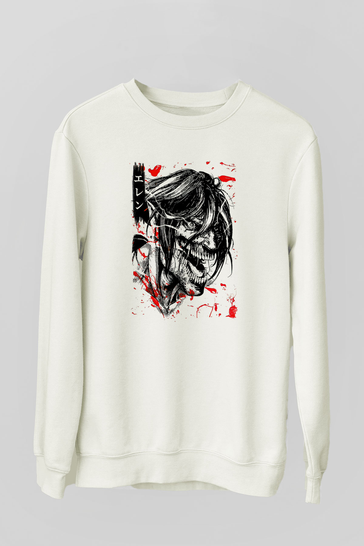 Attack On Titan Baskılı Unisex Siyah Sweatshirt