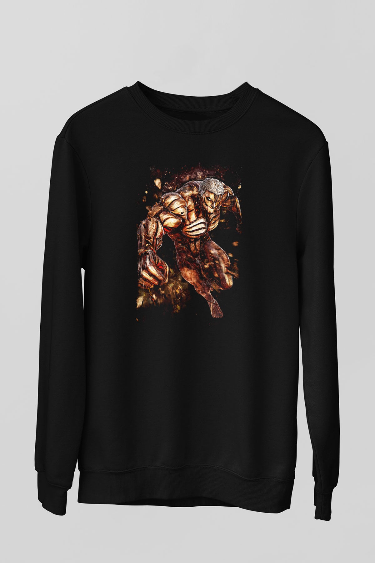 Attack On Titan Baskılı Unisex Siyah Sweatshirt