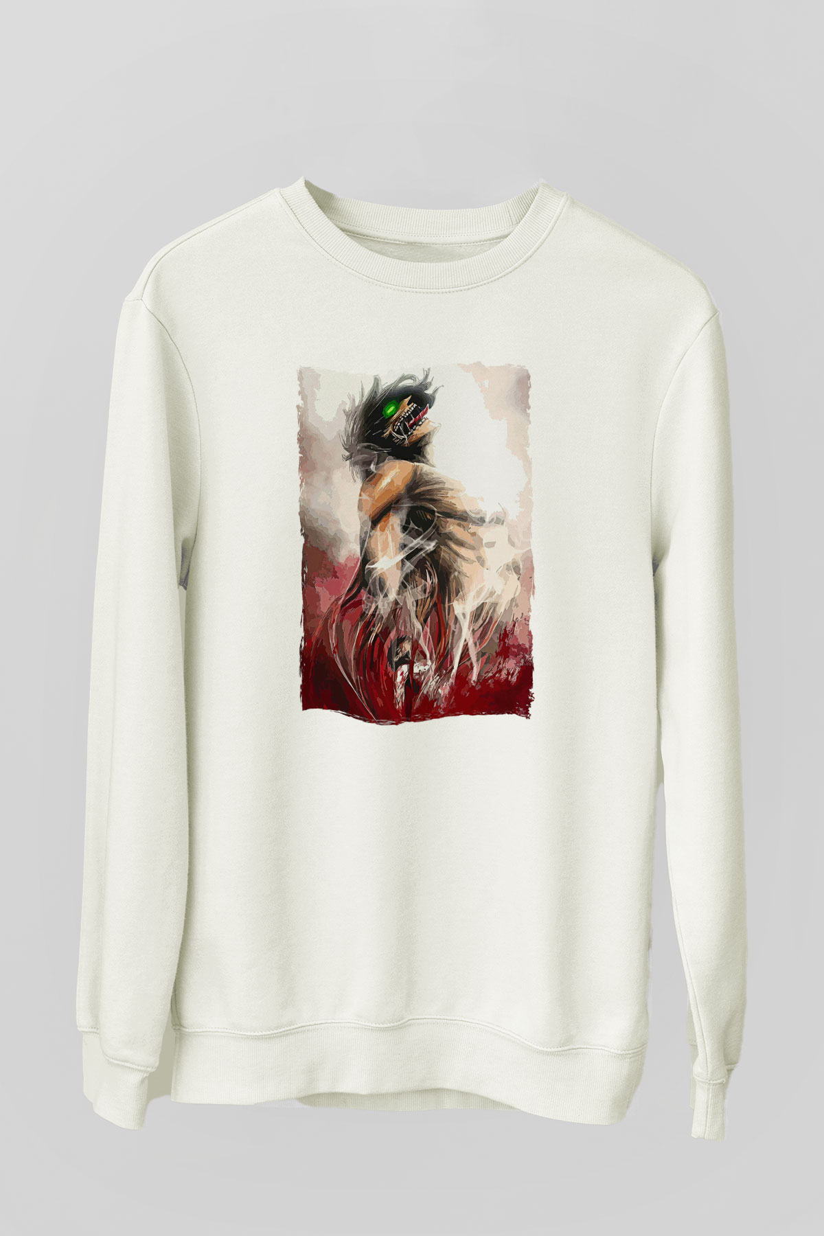 Attack On Titan Baskılı Unisex Siyah Sweatshirt