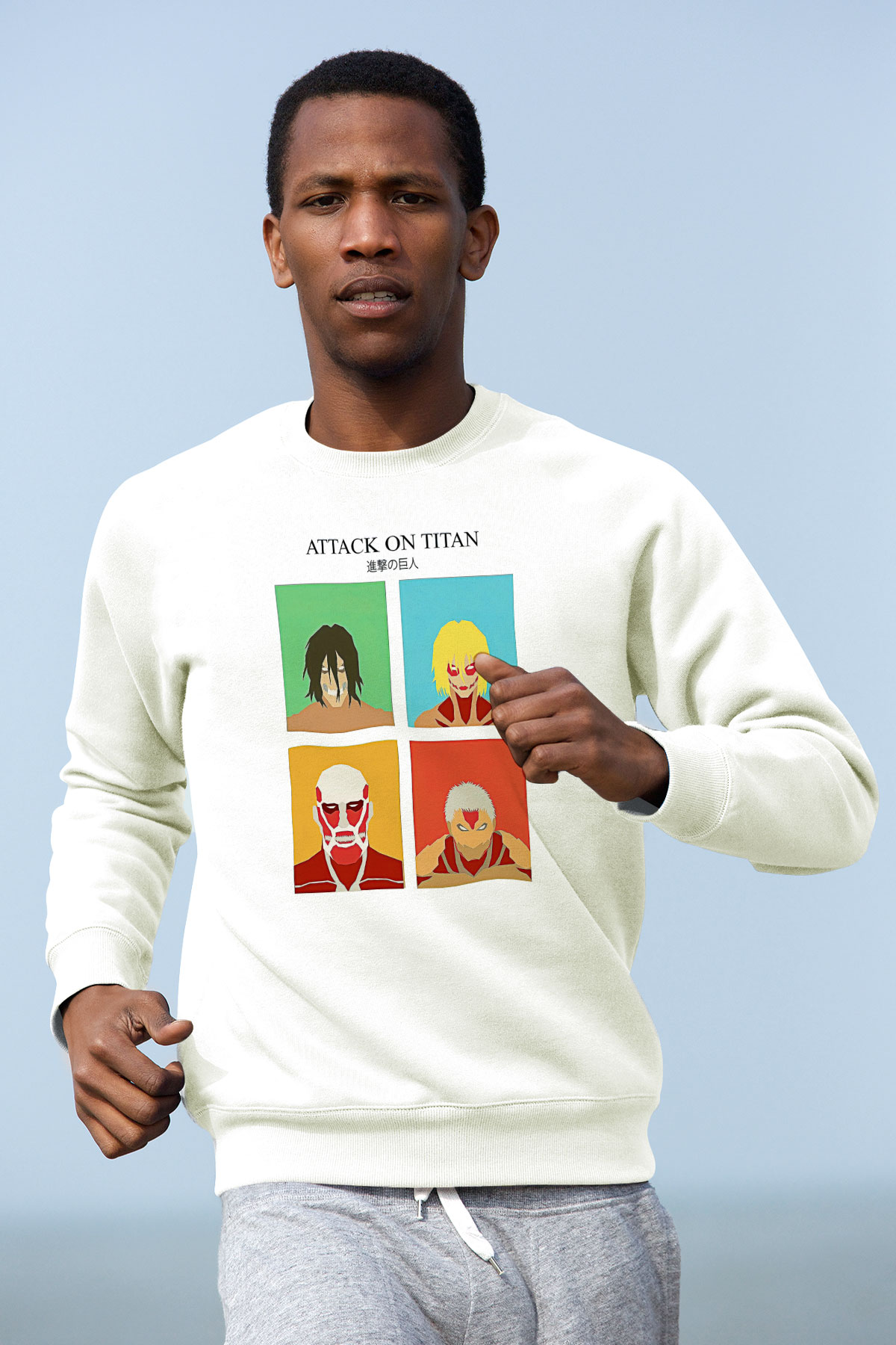 Attack On Titan Baskılı Unisex Siyah Sweatshirt