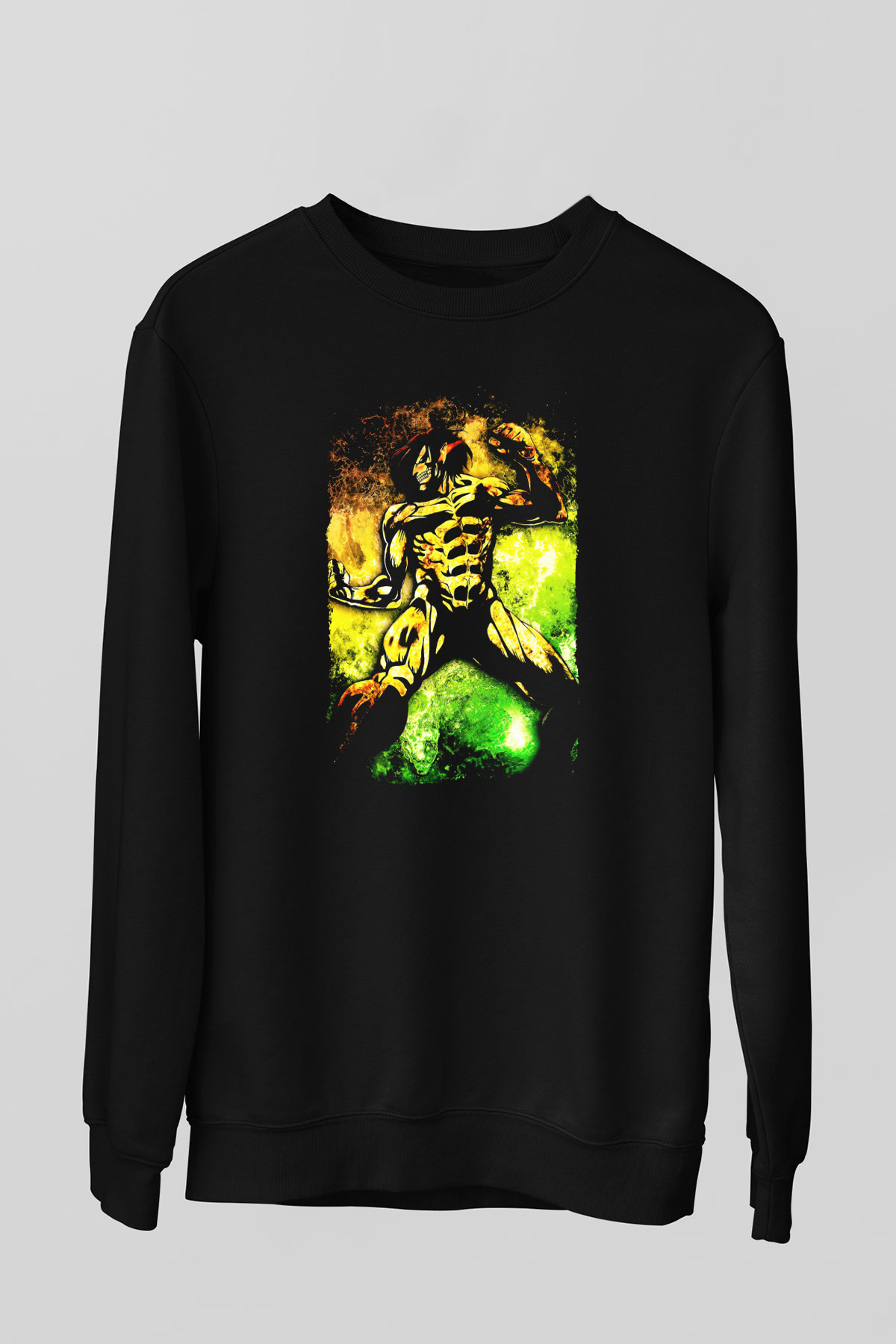 Attack On Titan Baskılı Unisex Siyah Sweatshirt
