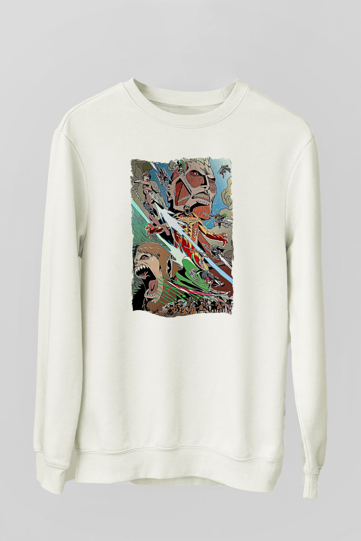Attack On Titan Baskılı Unisex Siyah Sweatshirt
