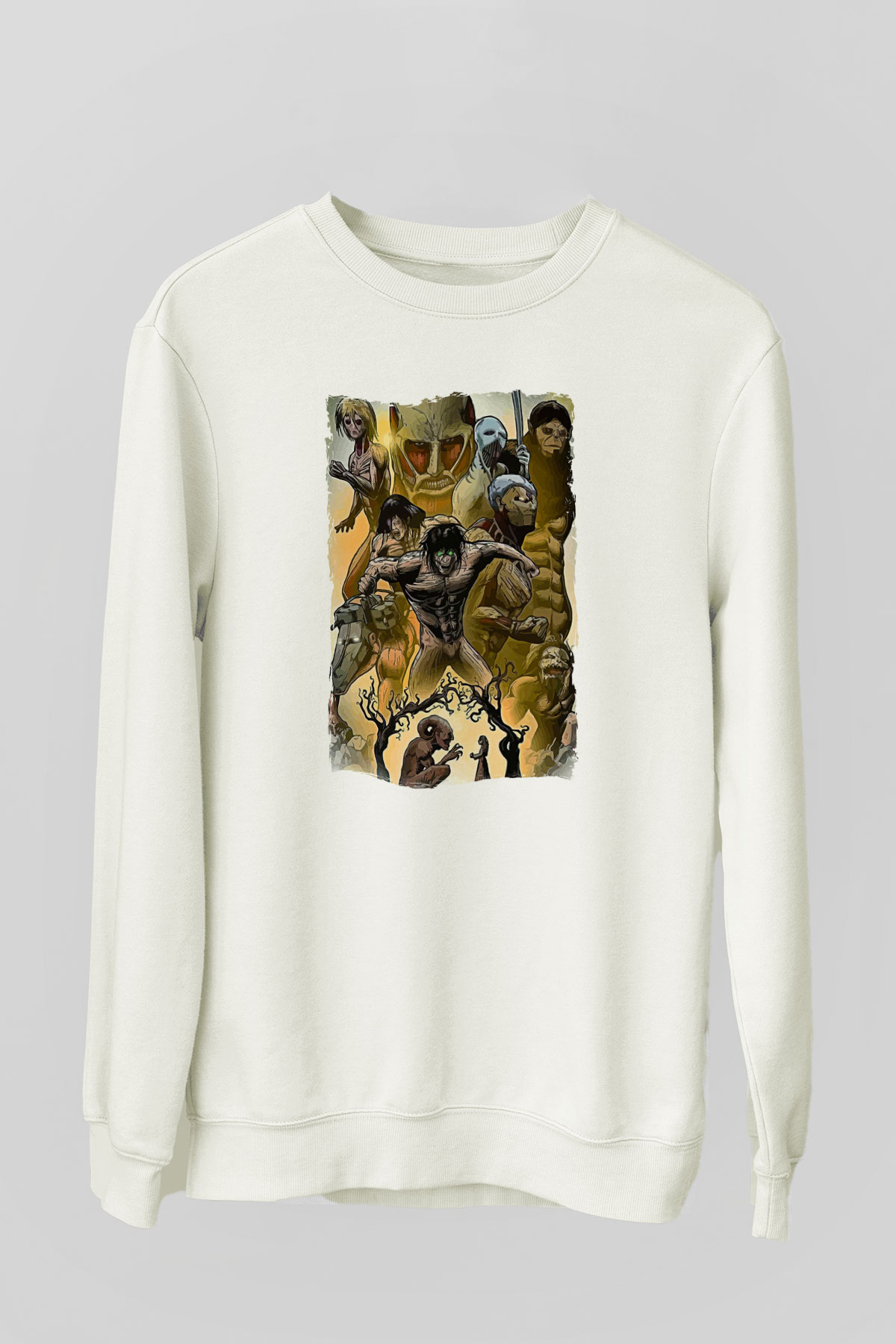Attack On Titan Baskılı Unisex Siyah Sweatshirt