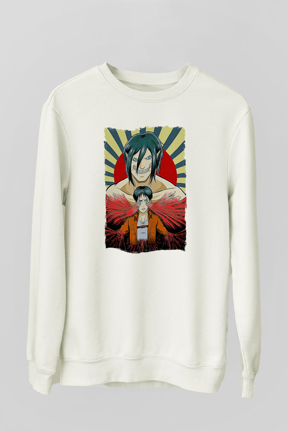 Attack On Titan Baskılı Unisex Siyah Sweatshirt