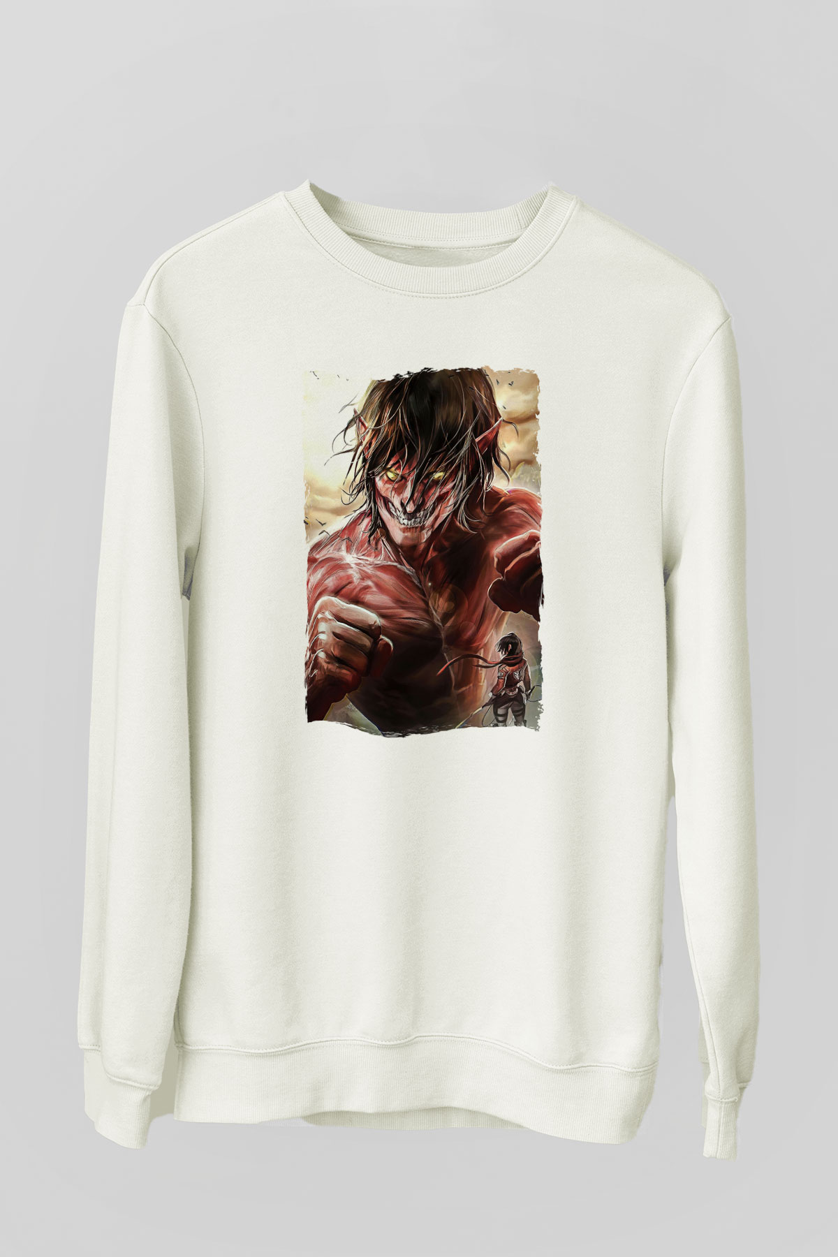 Attack On Titan Baskılı Unisex Siyah Sweatshirt
