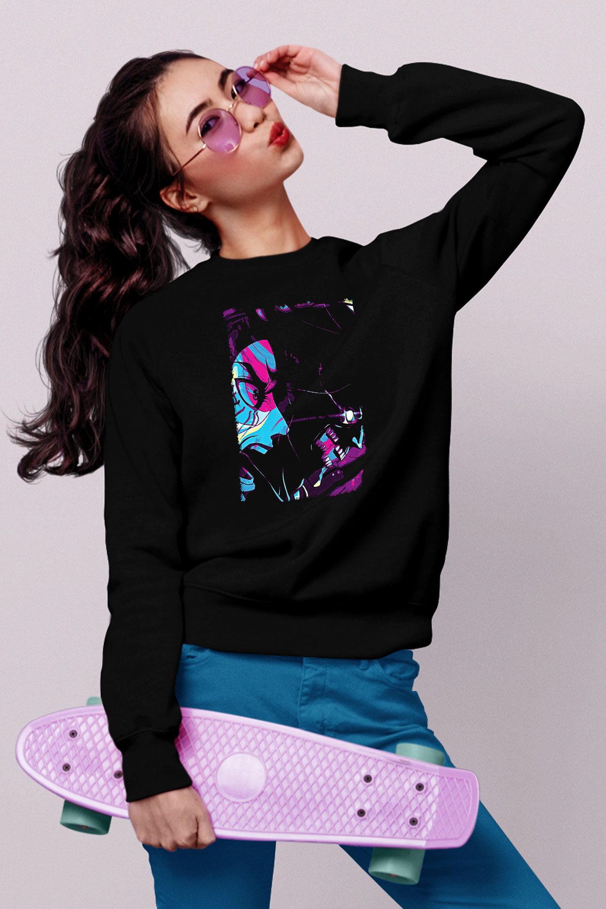 Attack On Titan Baskılı Unisex Siyah Sweatshirt