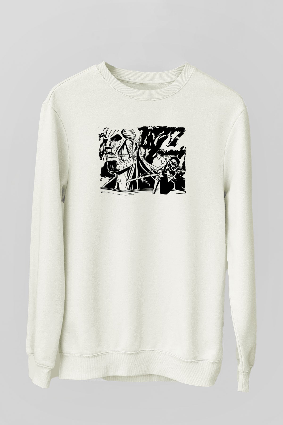 Attack On Titan Baskılı Unisex Siyah Sweatshirt