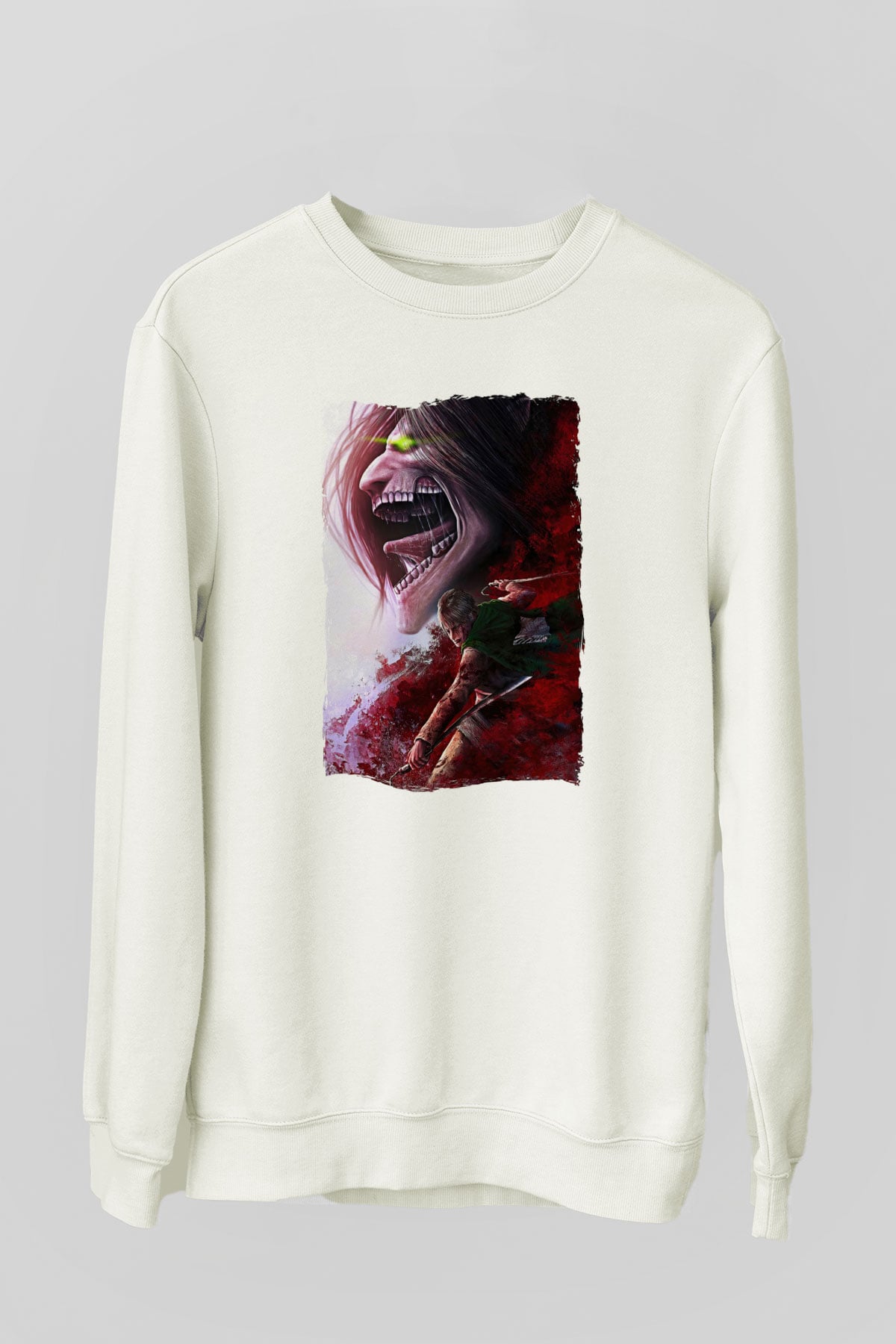 Attack On Titan Baskılı Unisex Siyah Sweatshirt