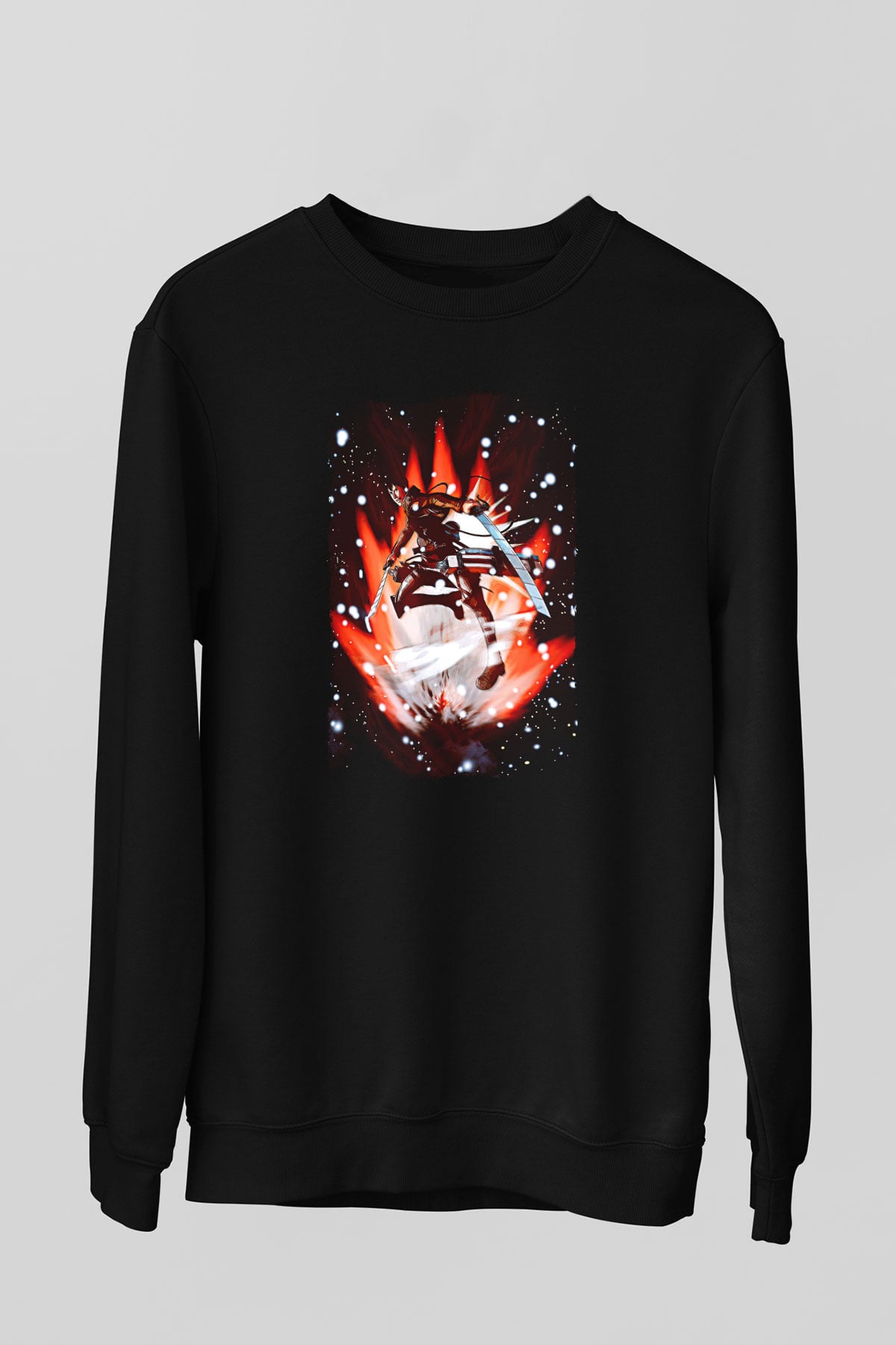 Attack On Titan Baskılı Unisex Siyah Sweatshirt