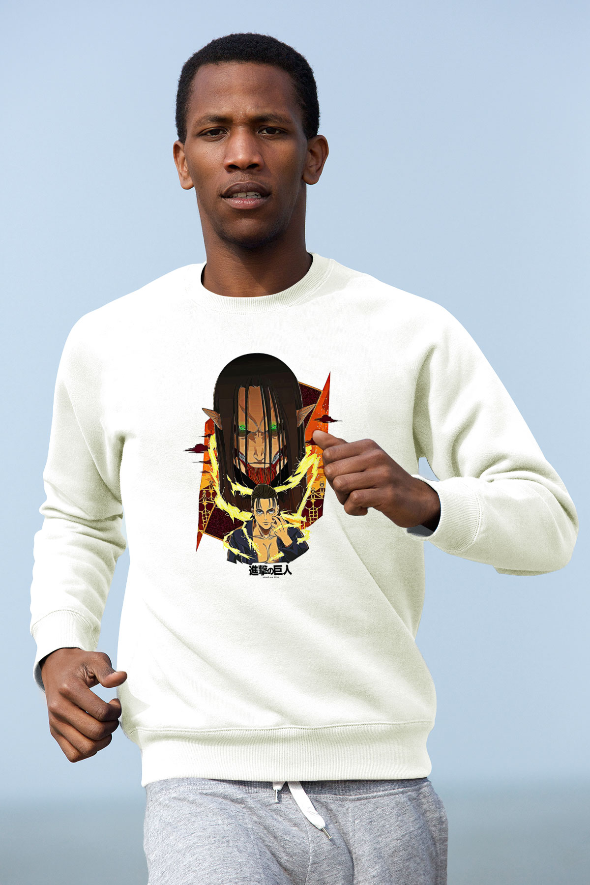 Attack On Titan Baskılı Unisex Siyah Sweatshirt