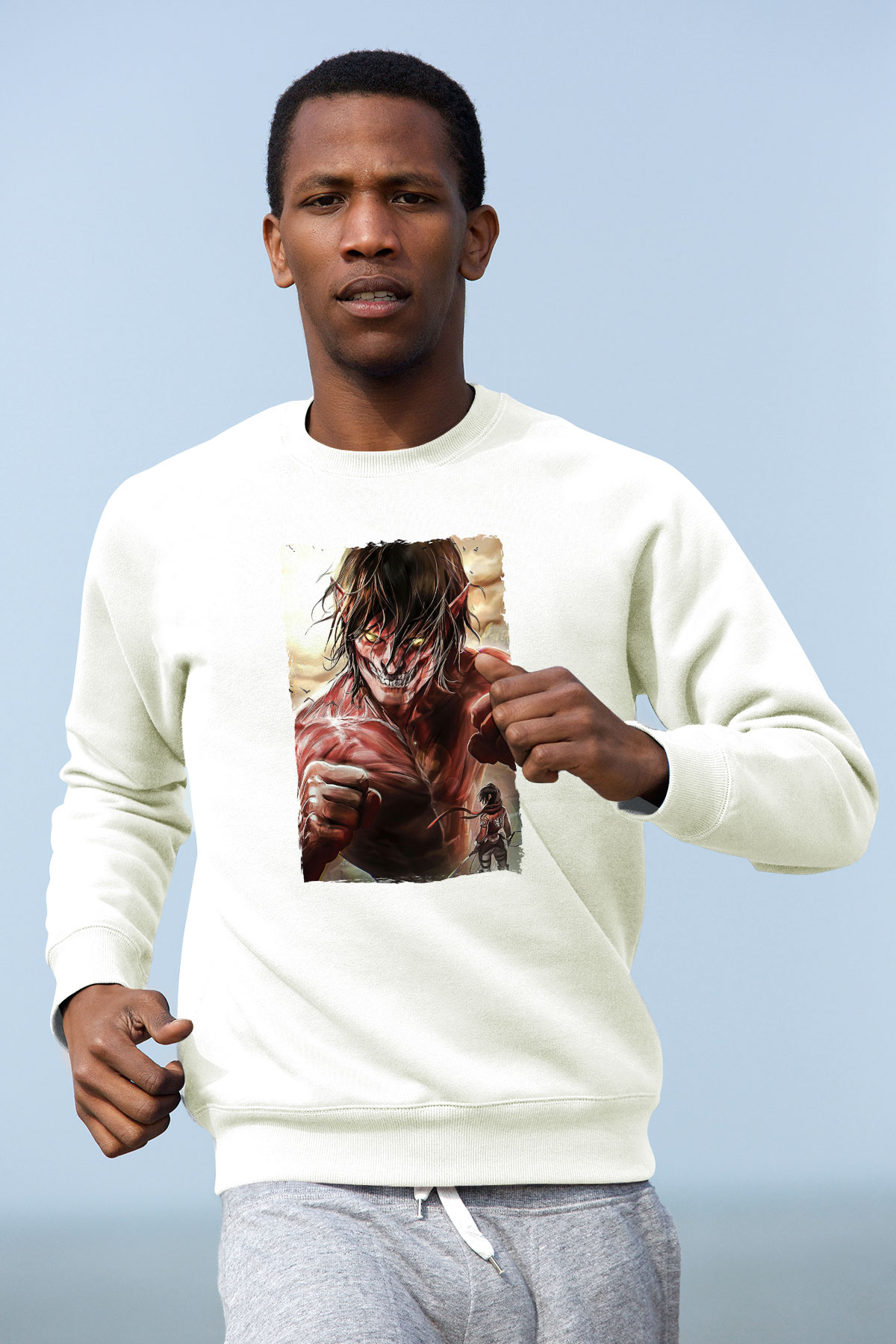 Attack On Titan Baskılı Unisex Siyah Sweatshirt