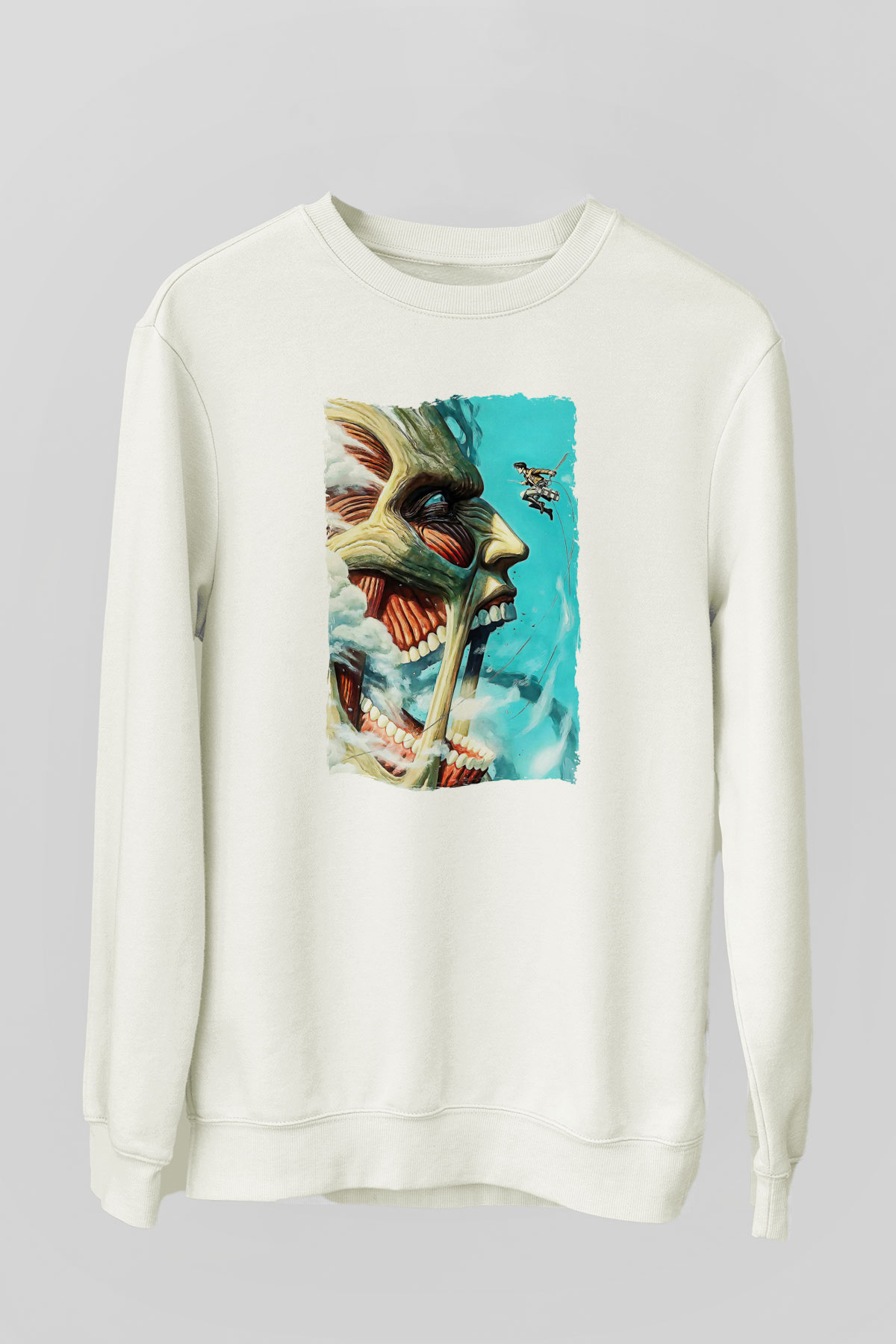 Attack On Titan Baskılı Unisex Siyah Sweatshirt