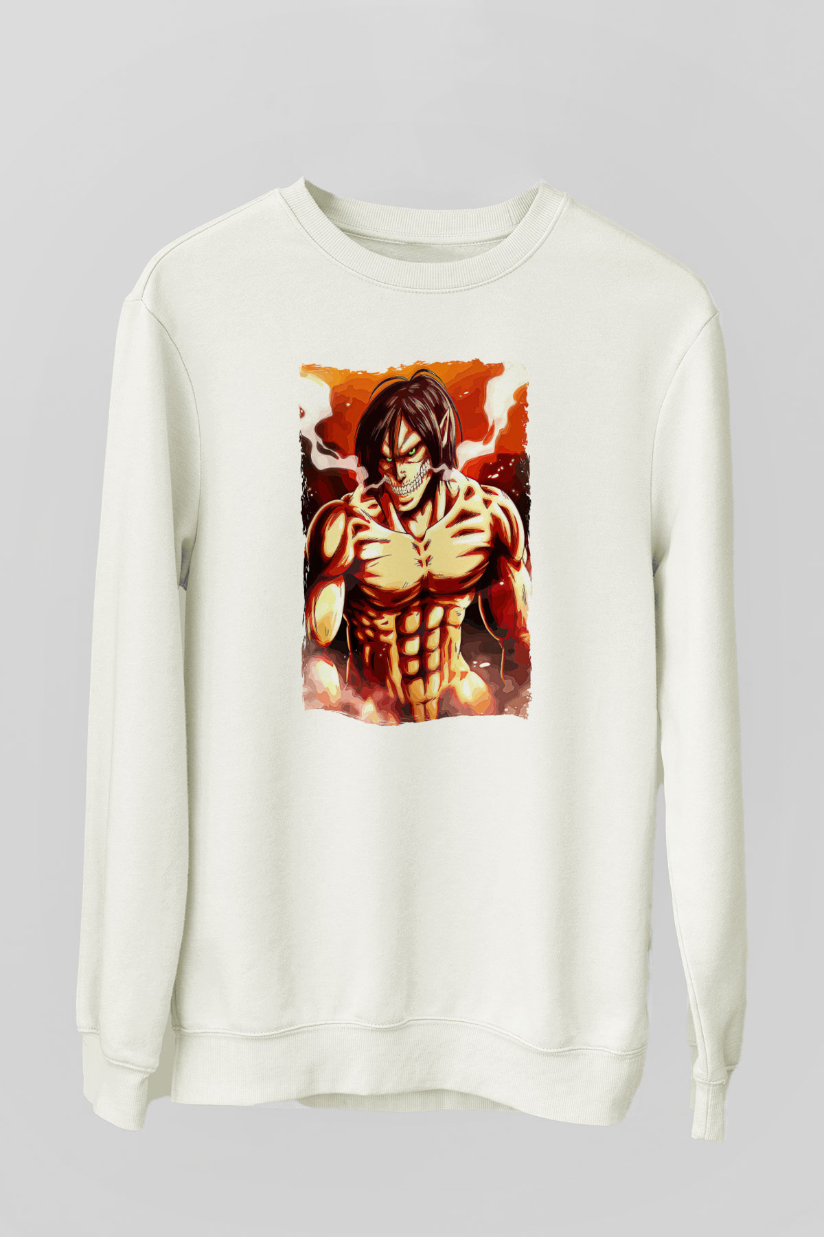 Attack On Titan Baskılı Unisex Siyah Sweatshirt
