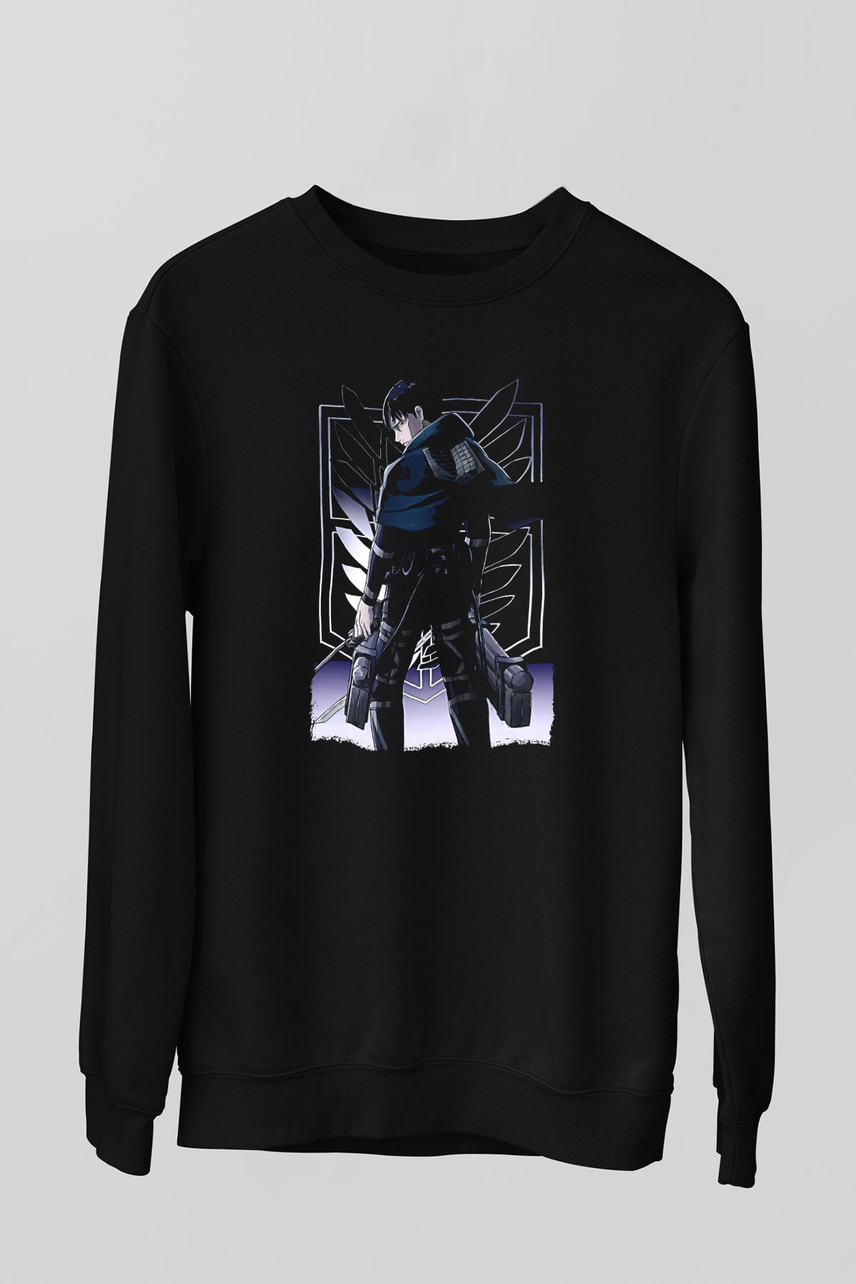 Attack On Titan Baskılı Unisex Siyah Sweatshirt