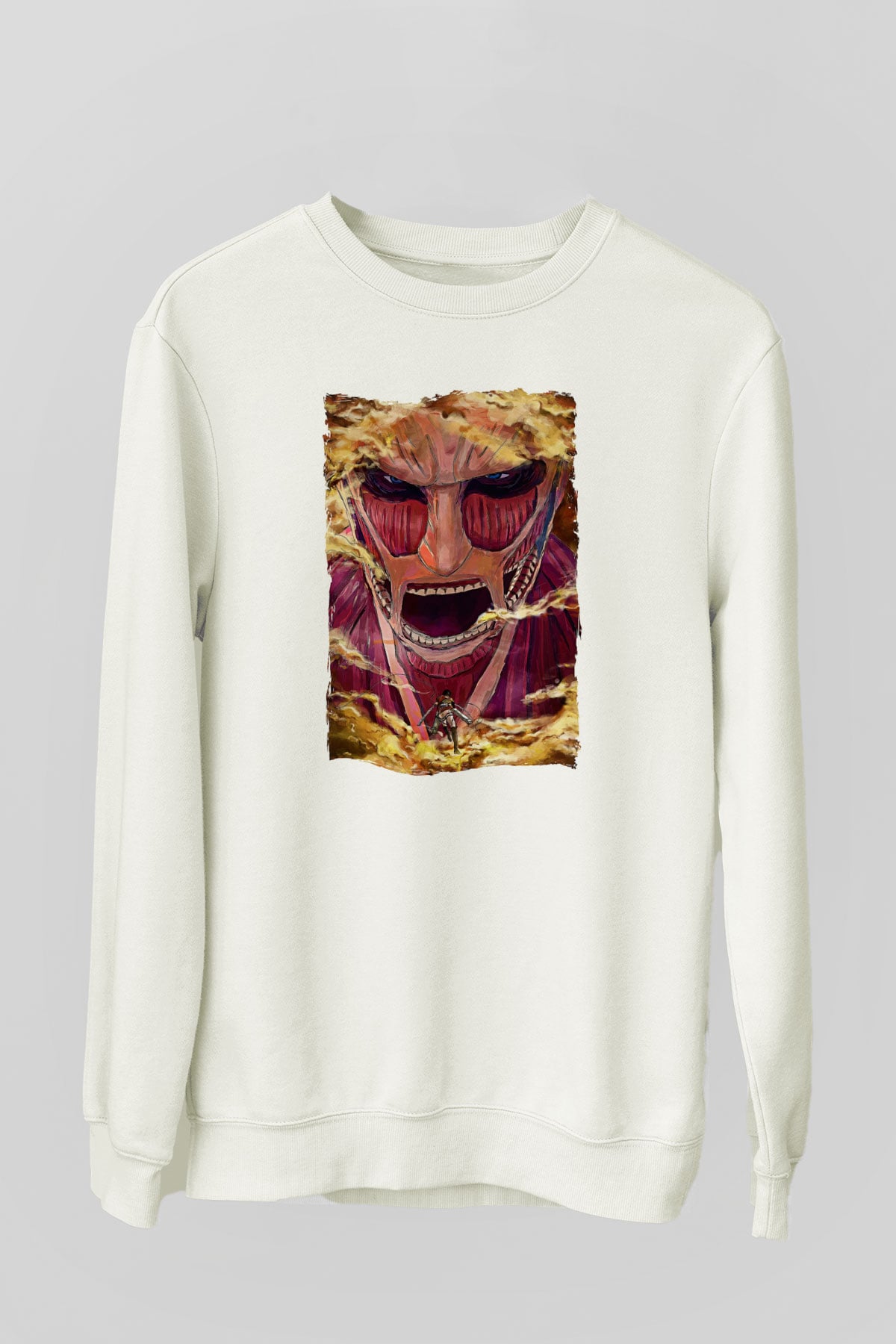 Attack On Titan Baskılı Unisex Siyah Sweatshirt