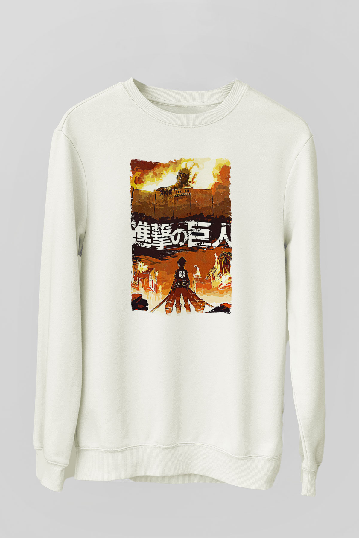 Attack On Titan Baskılı Unisex Siyah Sweatshirt
