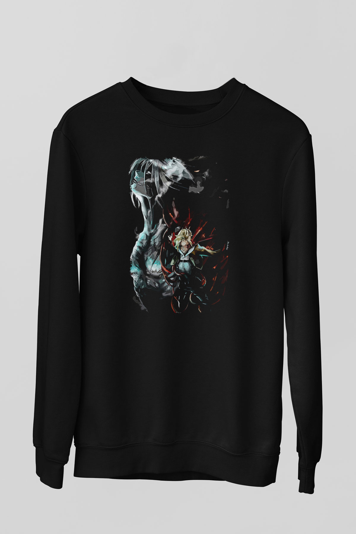 Attack On Titan Baskılı Unisex Siyah Sweatshirt
