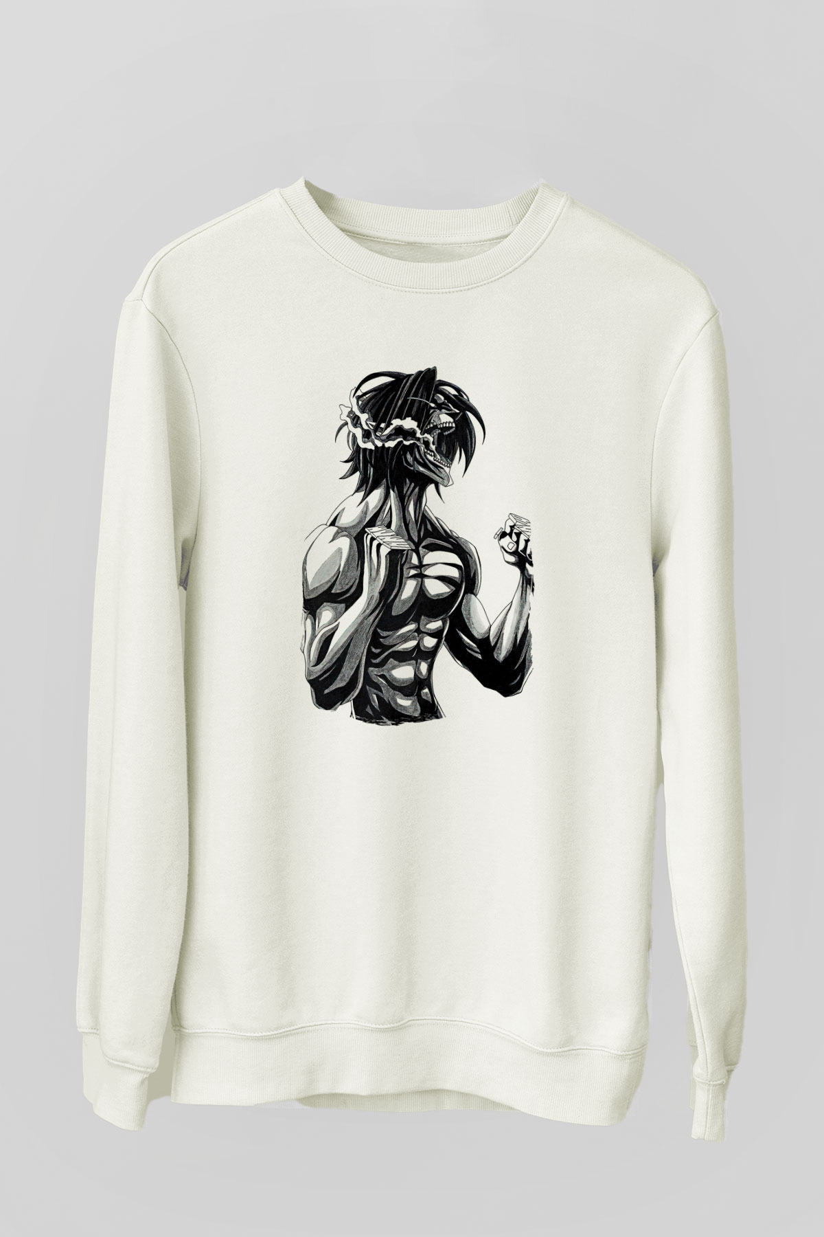 Attack On Titan Baskılı Unisex Siyah Sweatshirt