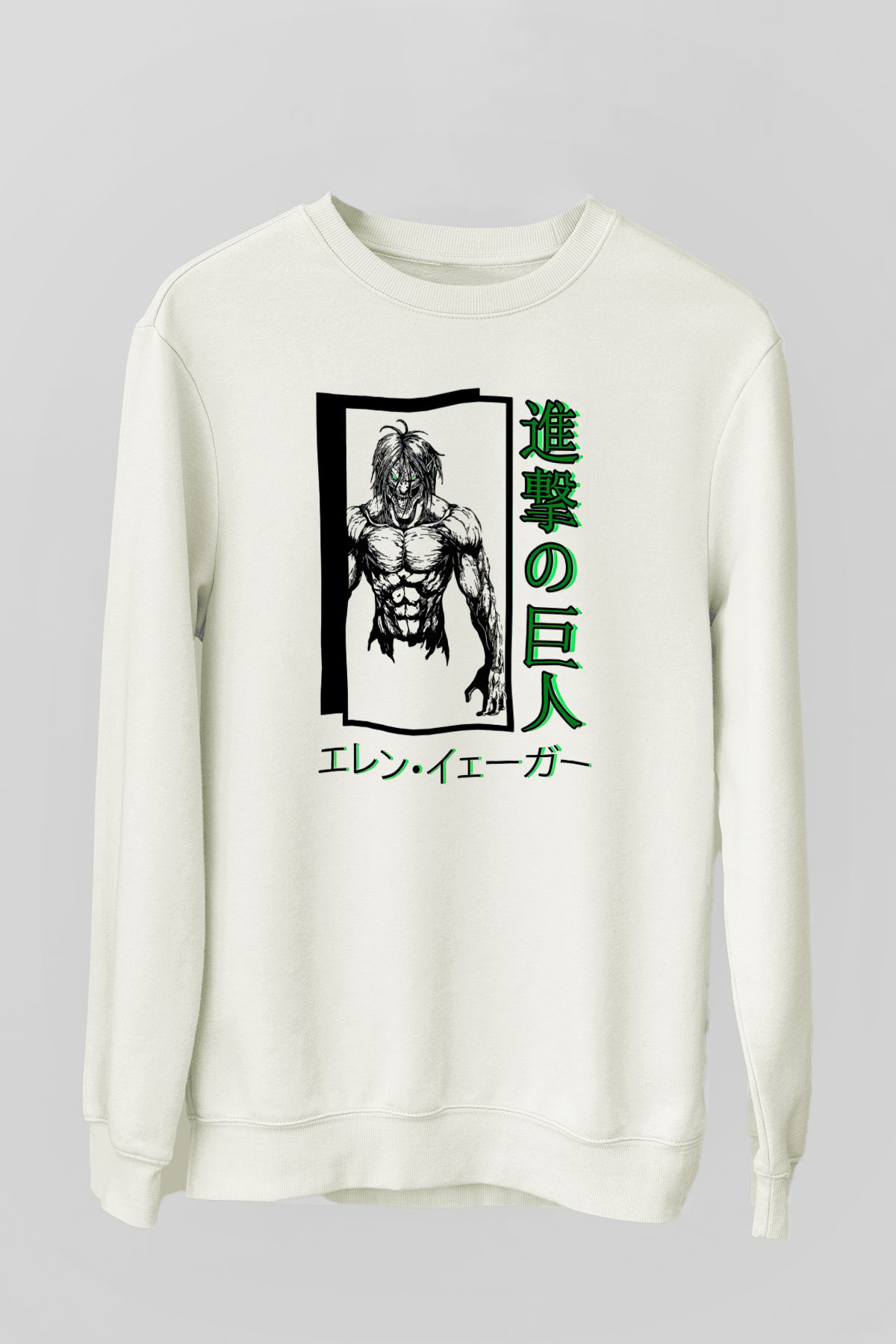 Attack On Titan Baskılı Unisex Siyah Sweatshirt