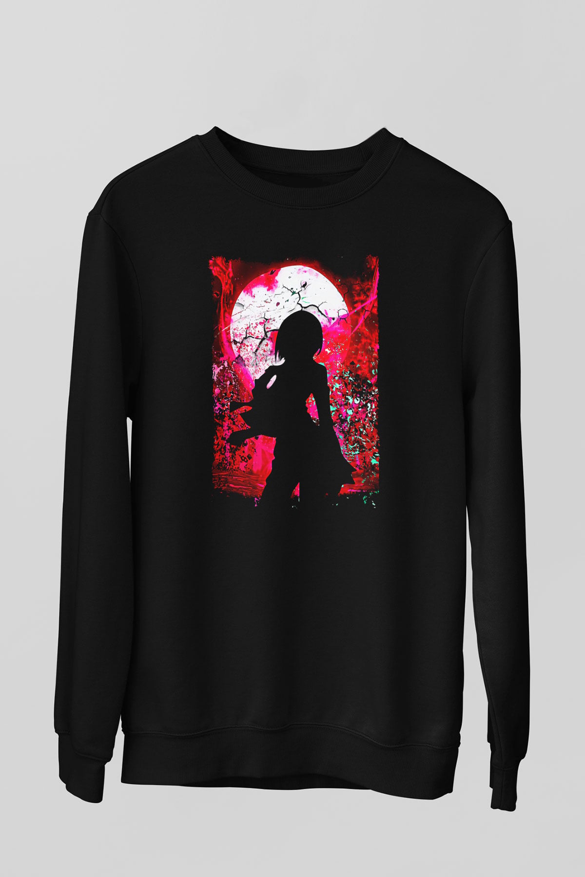 Attack On Titan Baskılı Unisex Siyah Sweatshirt
