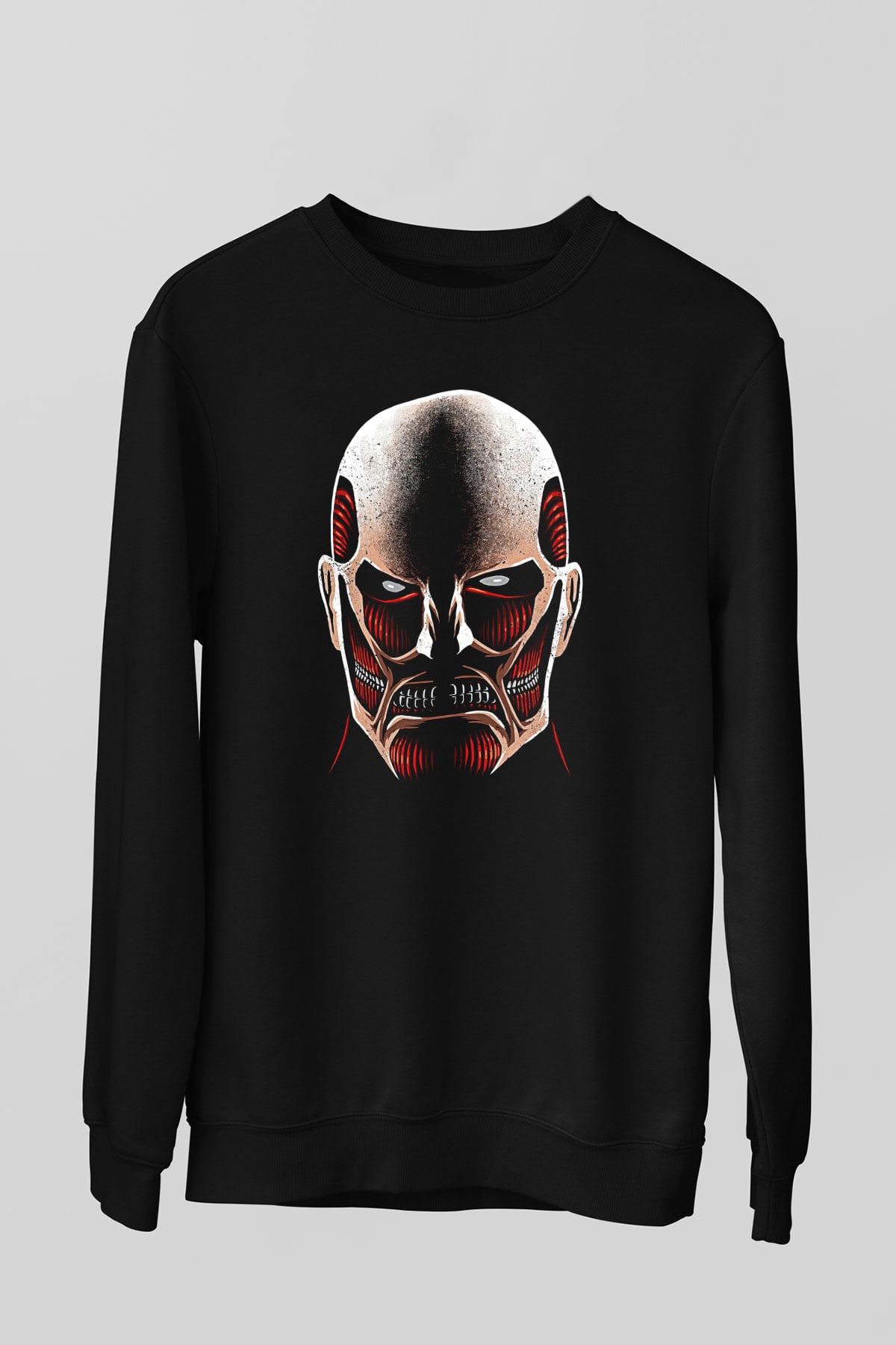 Attack On Titan Baskılı Unisex Siyah Sweatshirt