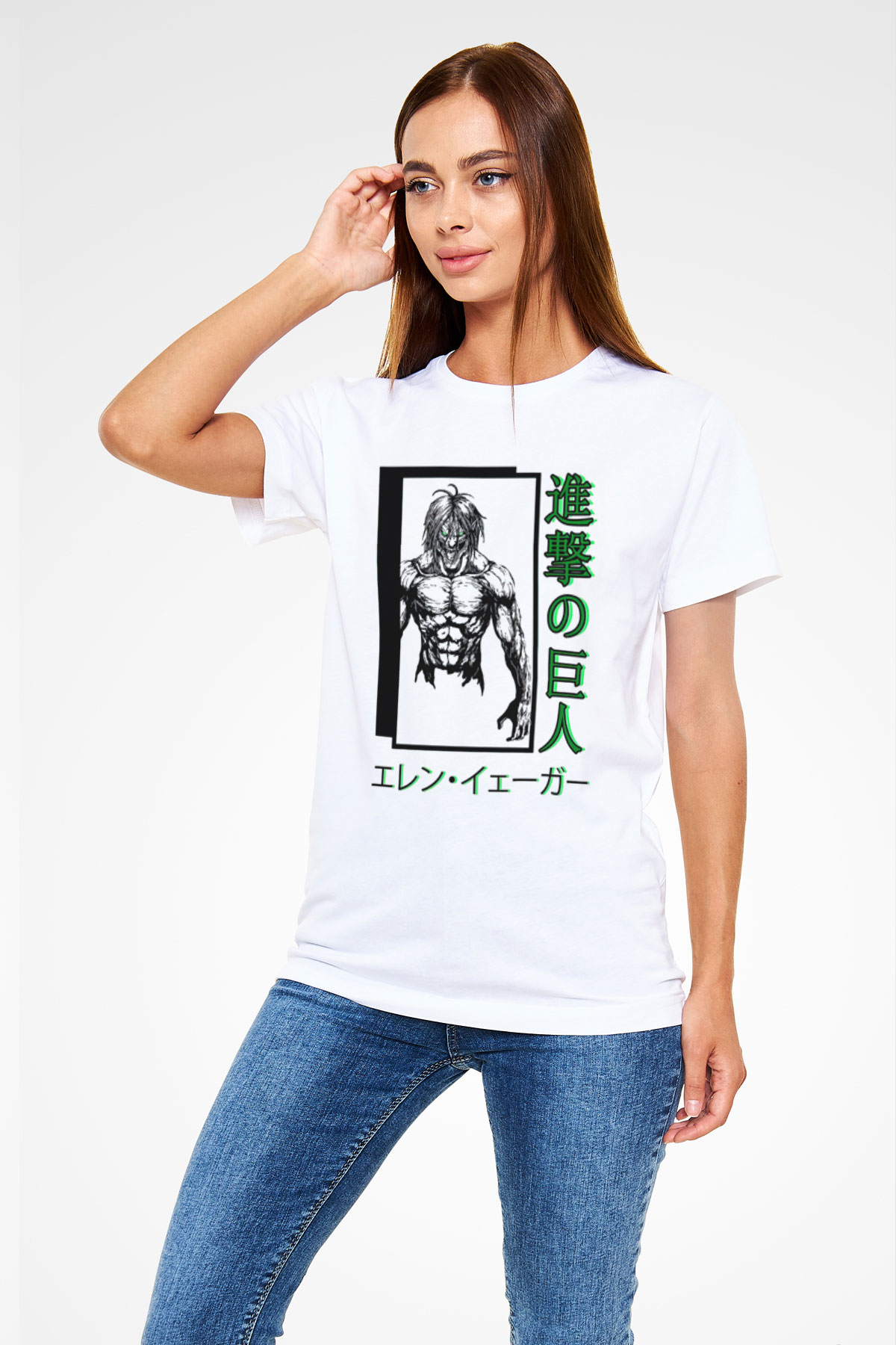 Attack On Titan Baskılı Unisex Siyah Tişört - Tshirt