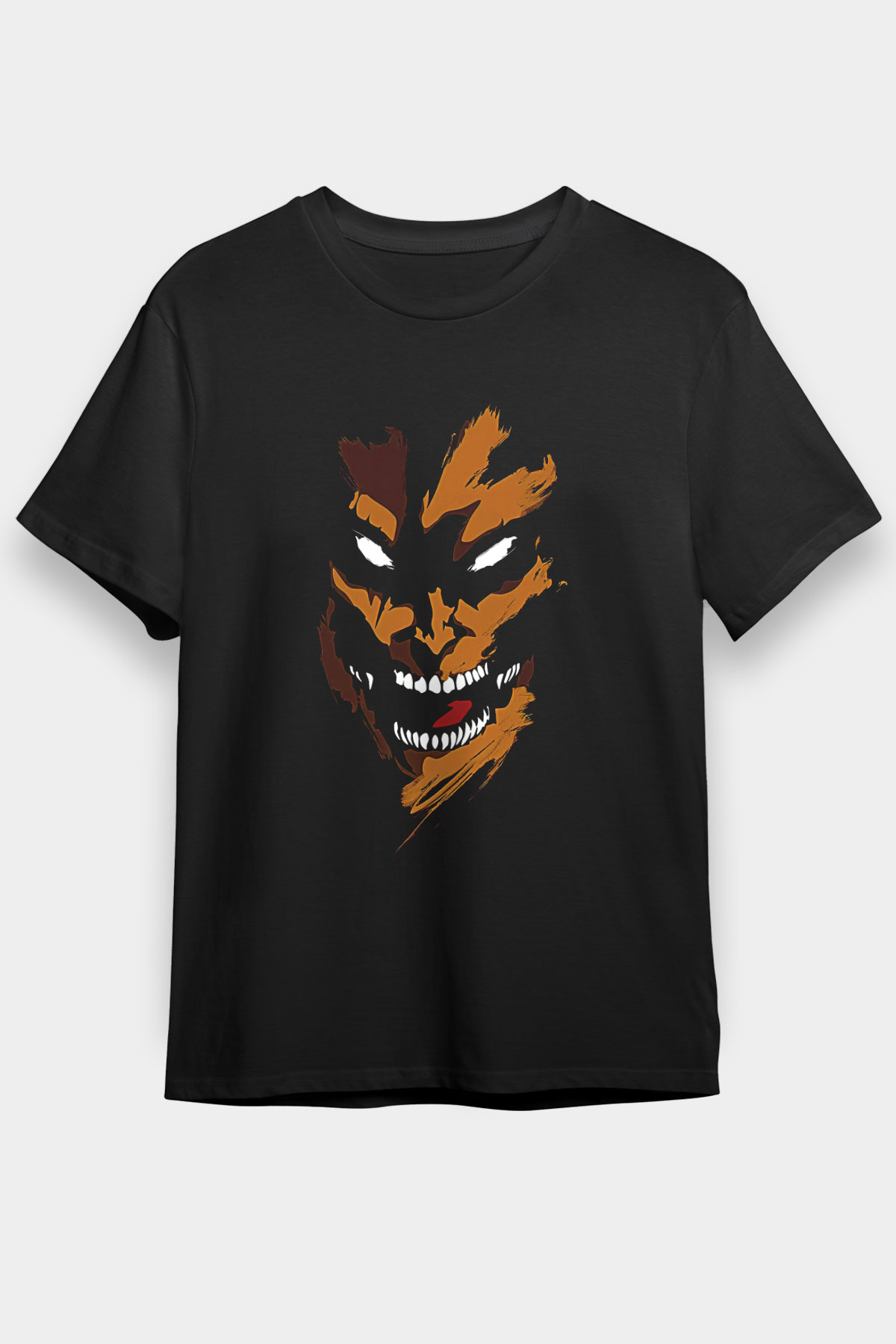 Attack On Titan Baskılı Unisex Siyah Tişört - Tshirt