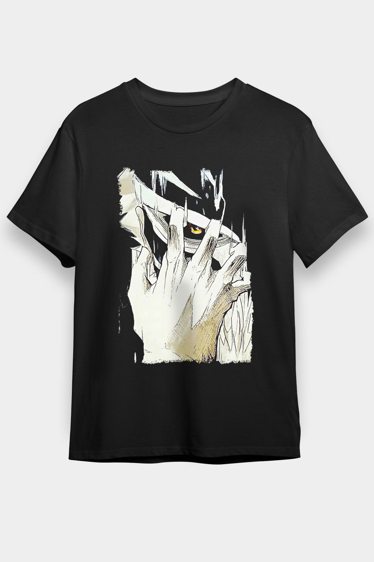Attack On Titan Baskılı Unisex Siyah Tişört - Tshirt
