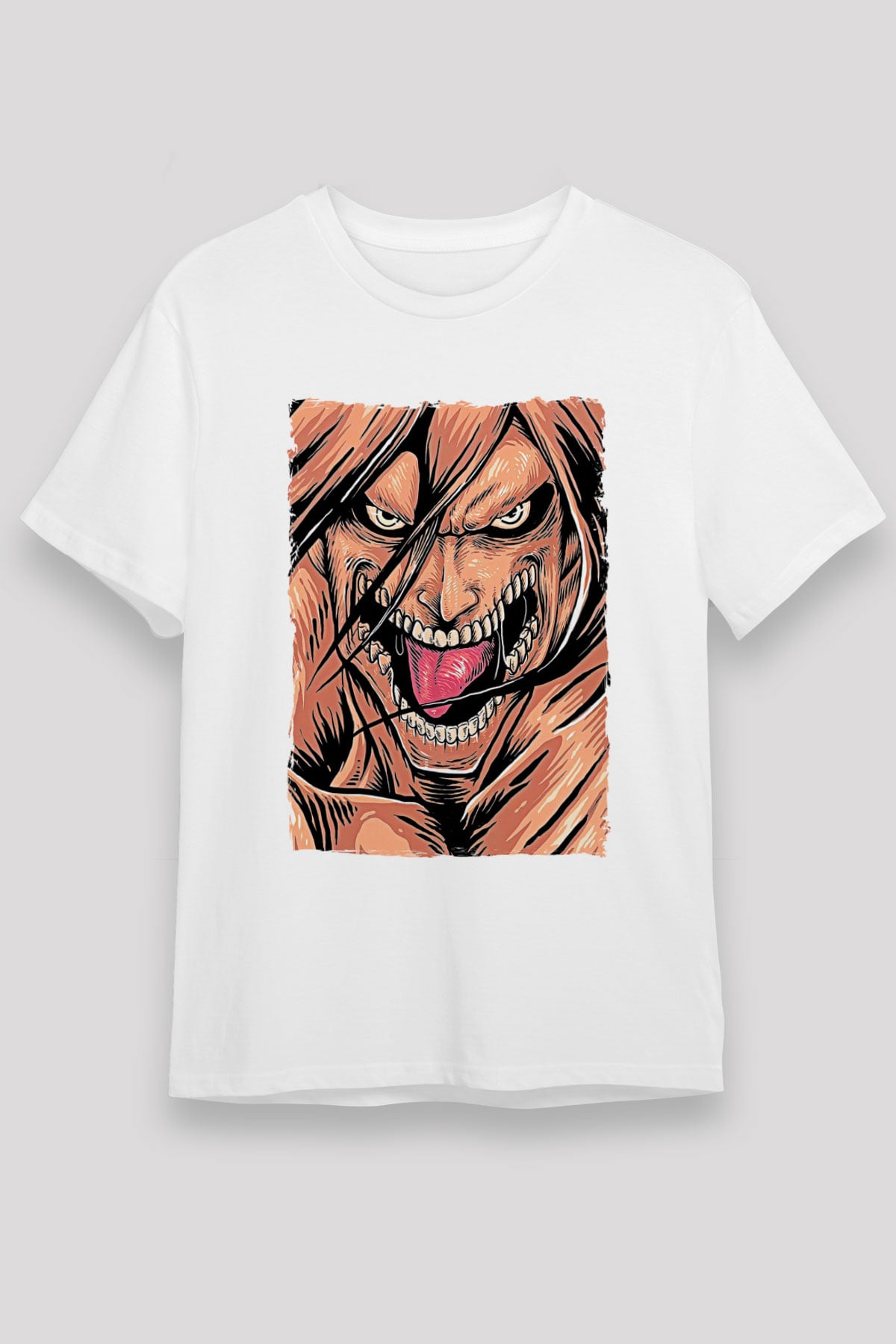 Attack On Titan Baskılı Unisex Siyah Tişört - Tshirt