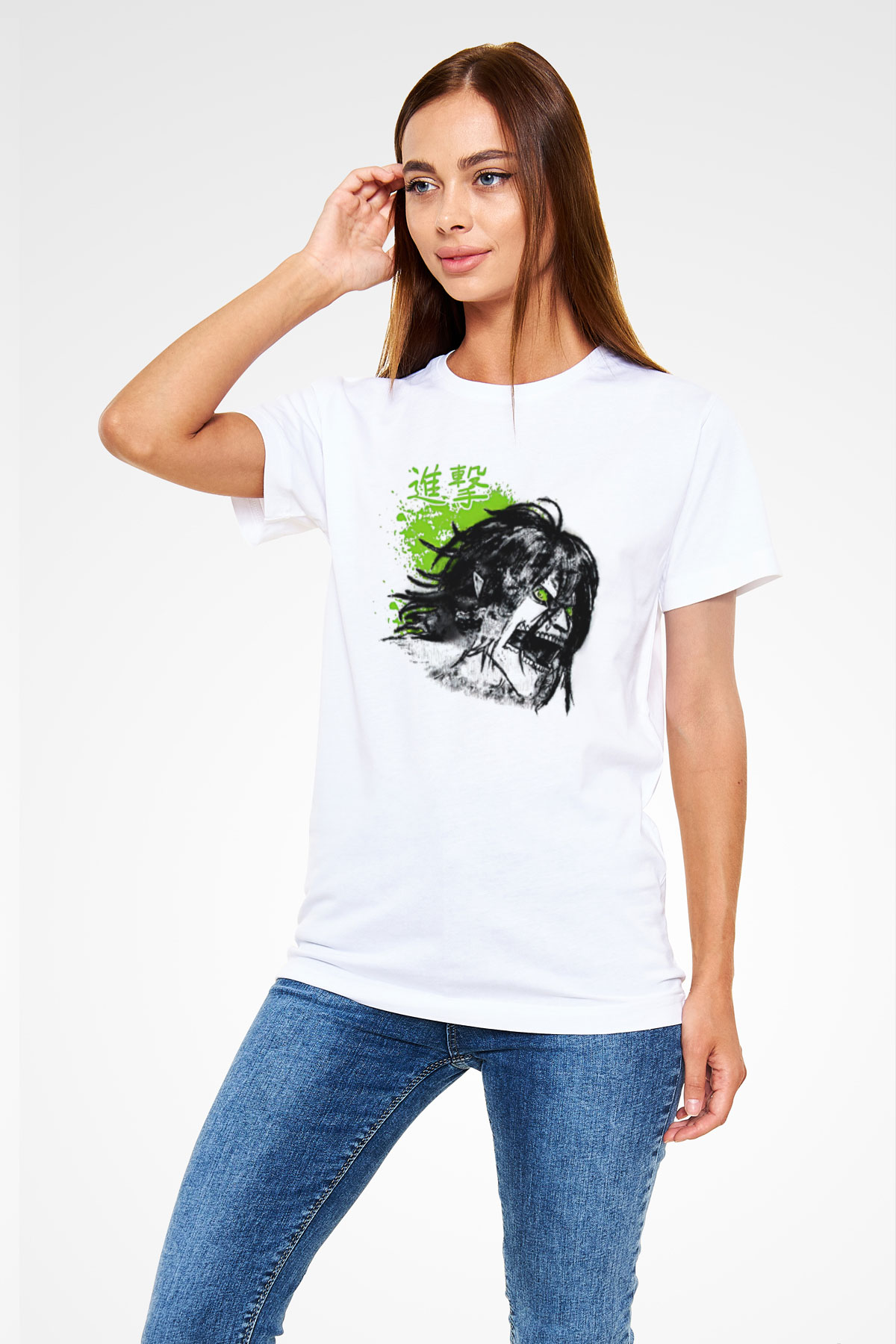 Attack On Titan Baskılı Unisex Siyah Tişört - Tshirt