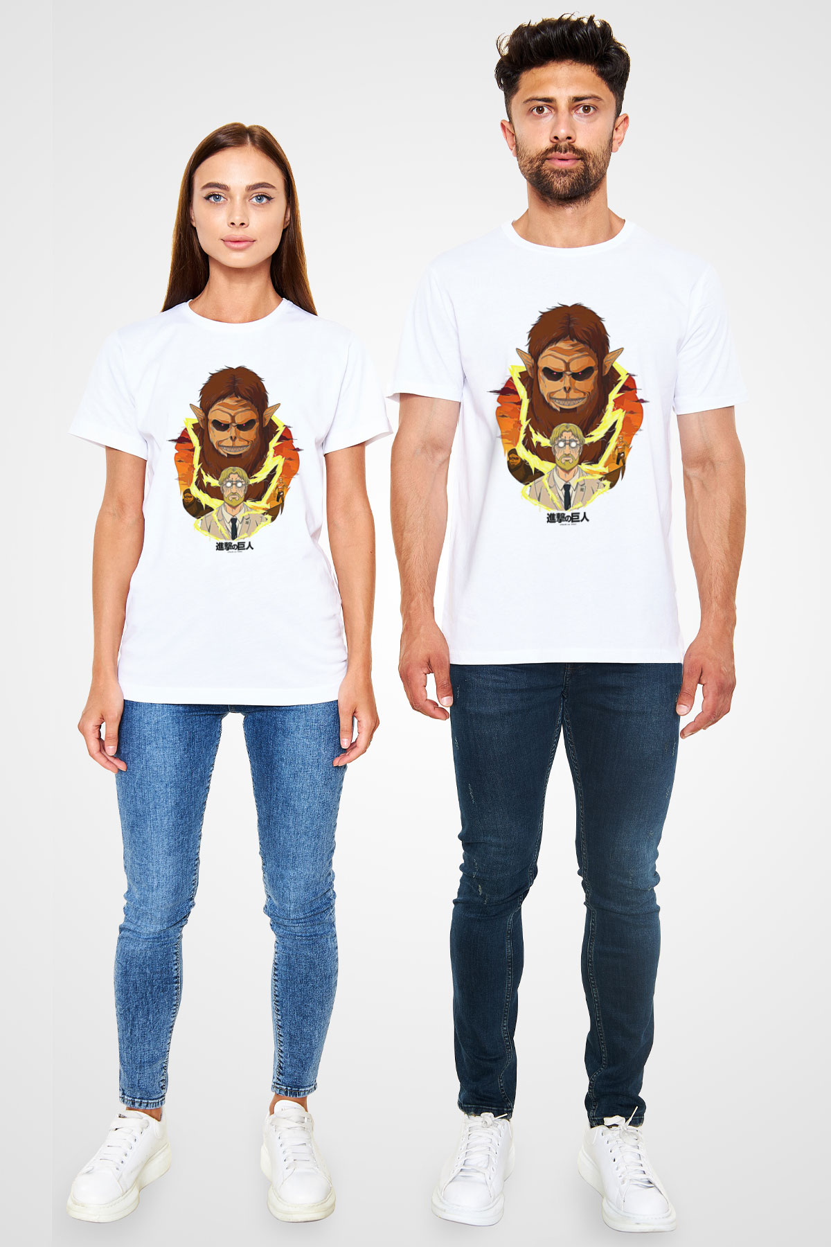Attack On Titan Baskılı Unisex Siyah Tişört - Tshirt