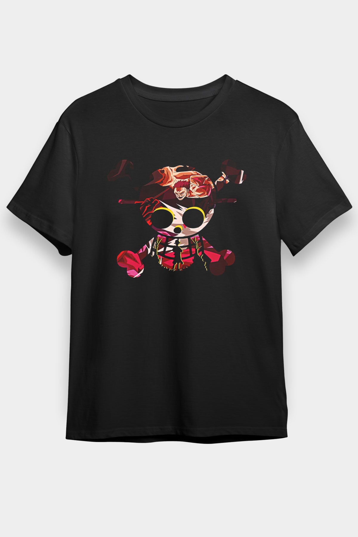 Attack On Titan Baskılı Unisex Siyah Tişört - Tshirt