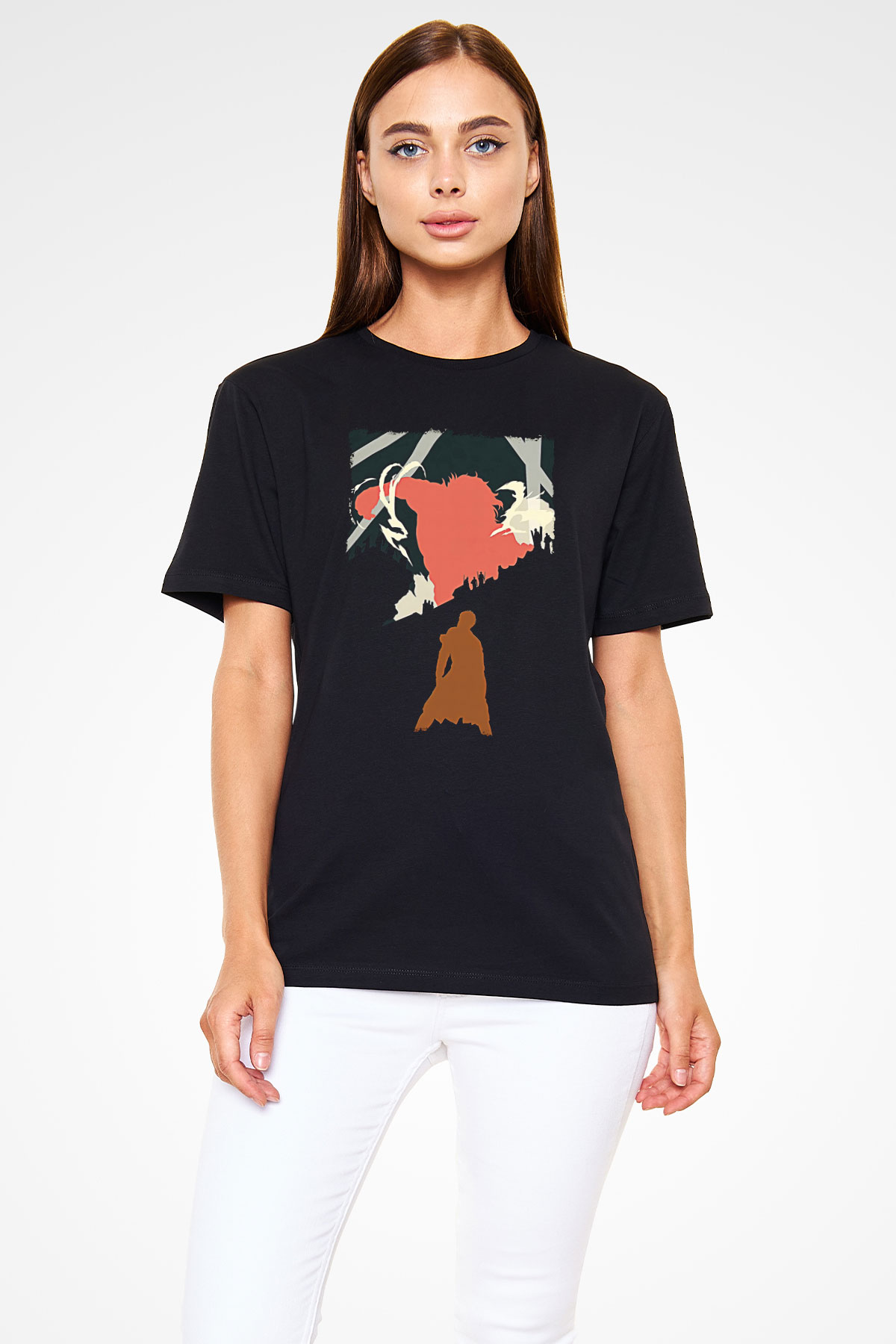 Attack On Titan Baskılı Unisex Siyah Tişört - Tshirt