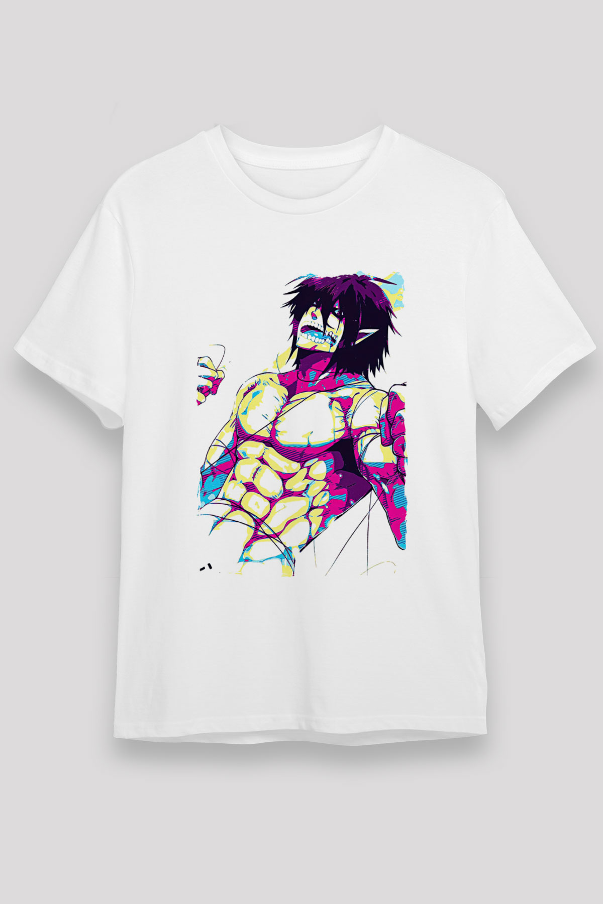 Attack On Titan Baskılı Unisex Siyah Tişört - Tshirt