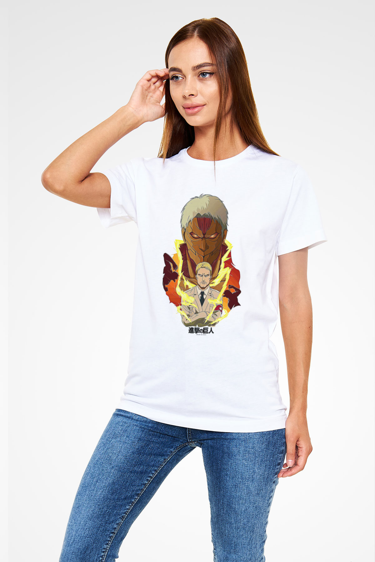 Attack On Titan Baskılı Unisex Siyah Tişört - Tshirt