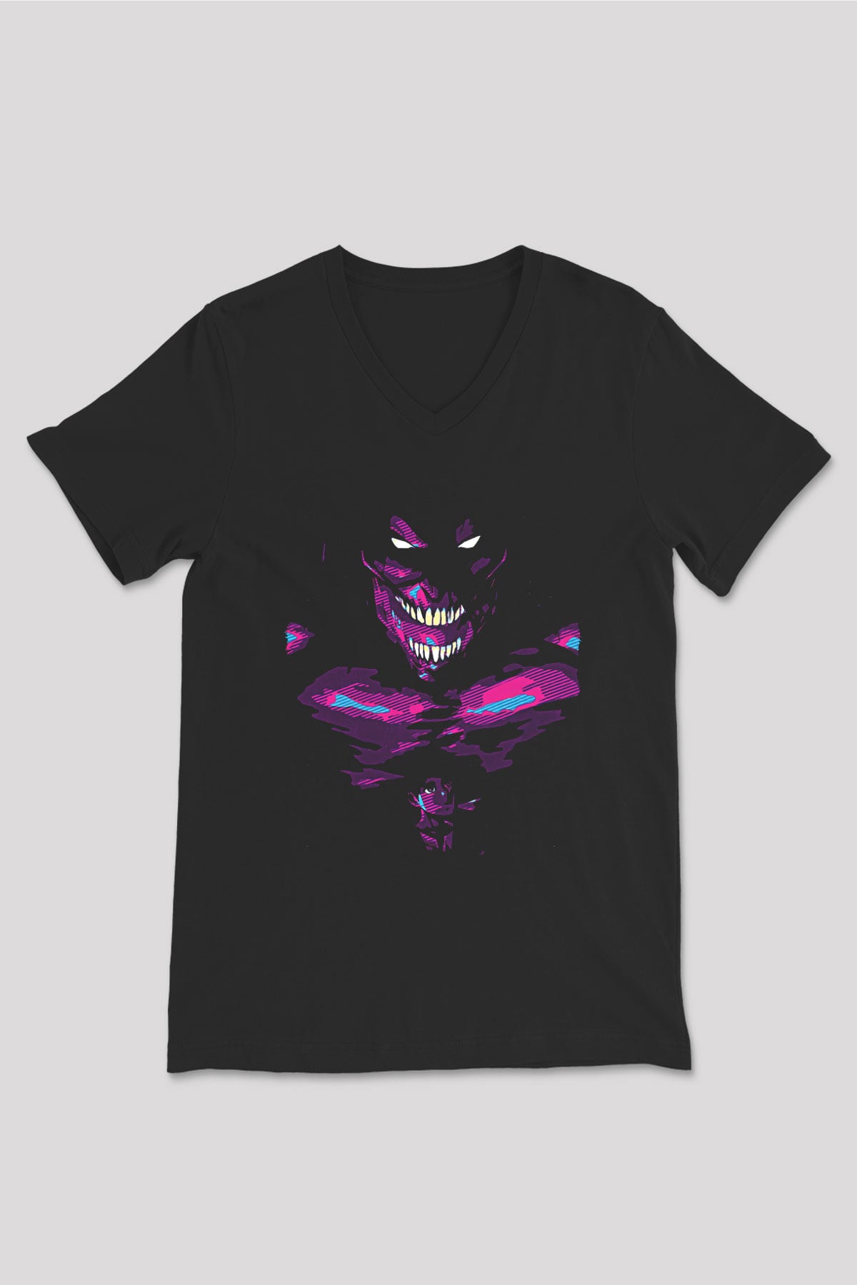 Attack On Titan Baskılı Unisex Siyah V Yaka Tişört - Tshirt