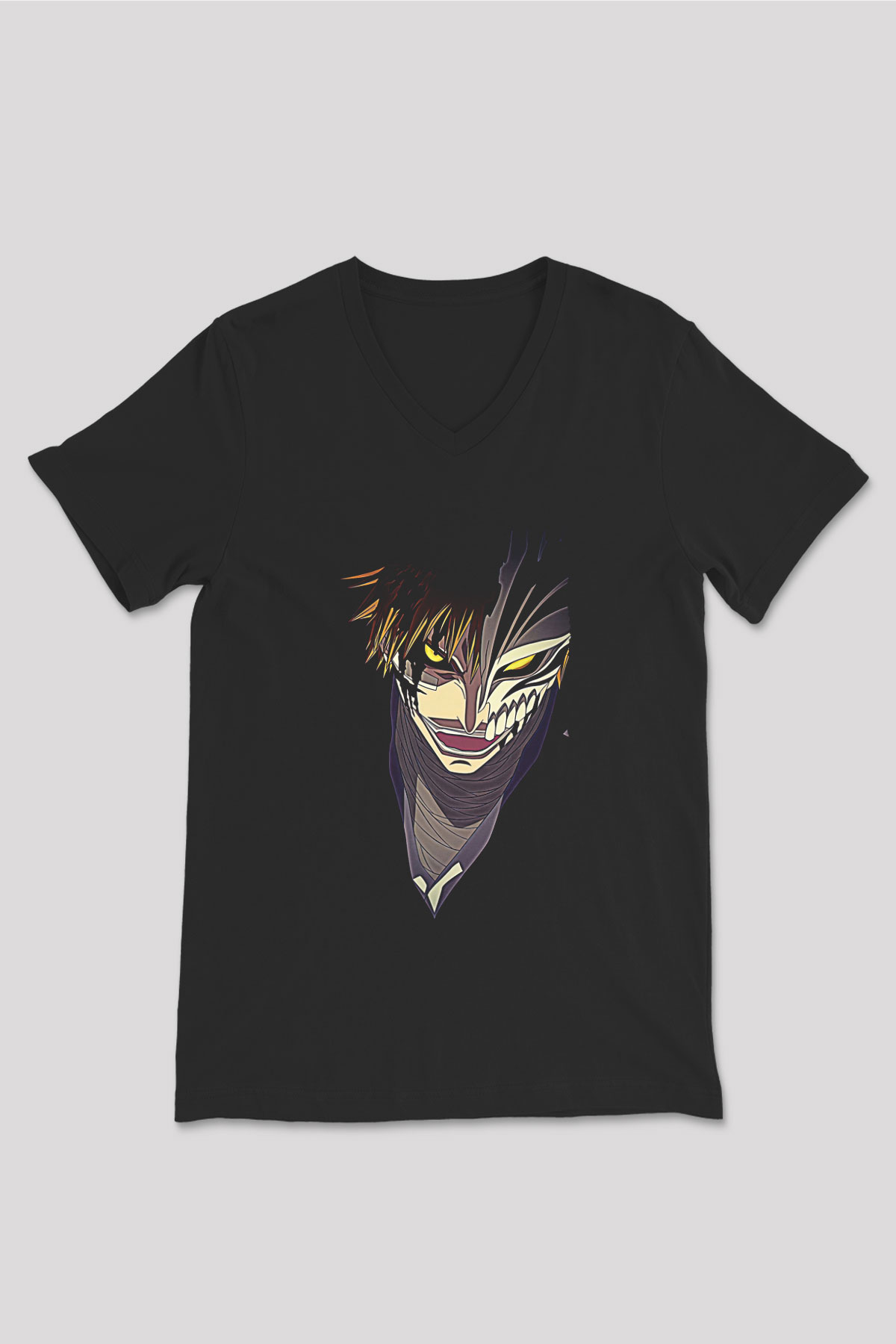 Attack On Titan Baskılı Unisex Siyah V Yaka Tişört - Tshirt