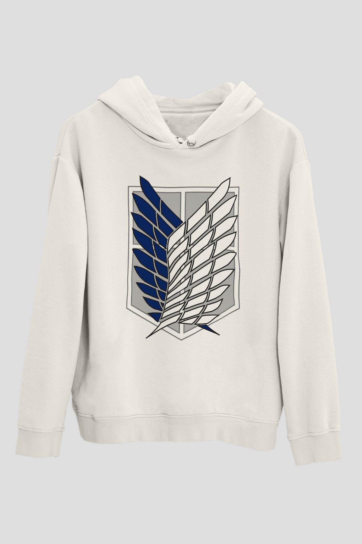Attack on Titan Beyaz Unisex Kapşonlu Sweatshirt