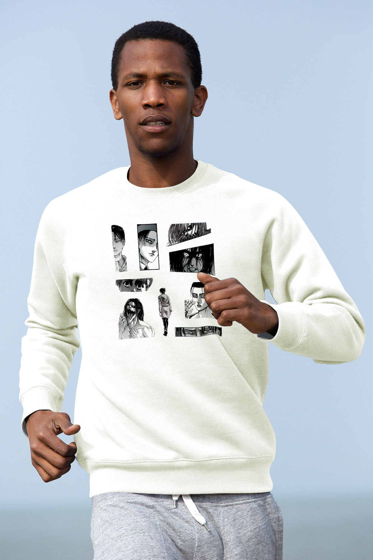 Attack on Titan Beyaz Unisex Sweatshirt
