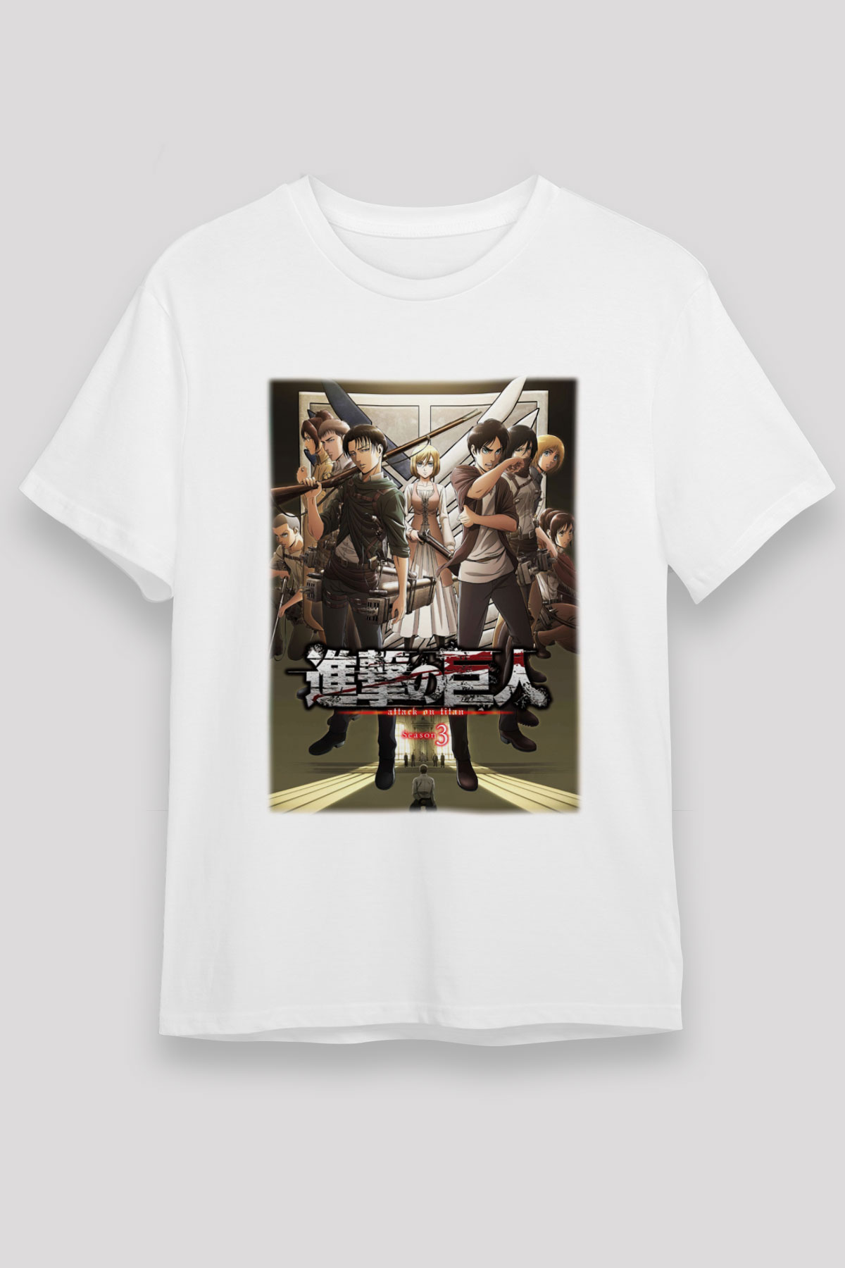 Attack on Titan Beyaz Unisex Tişört T-Shirt