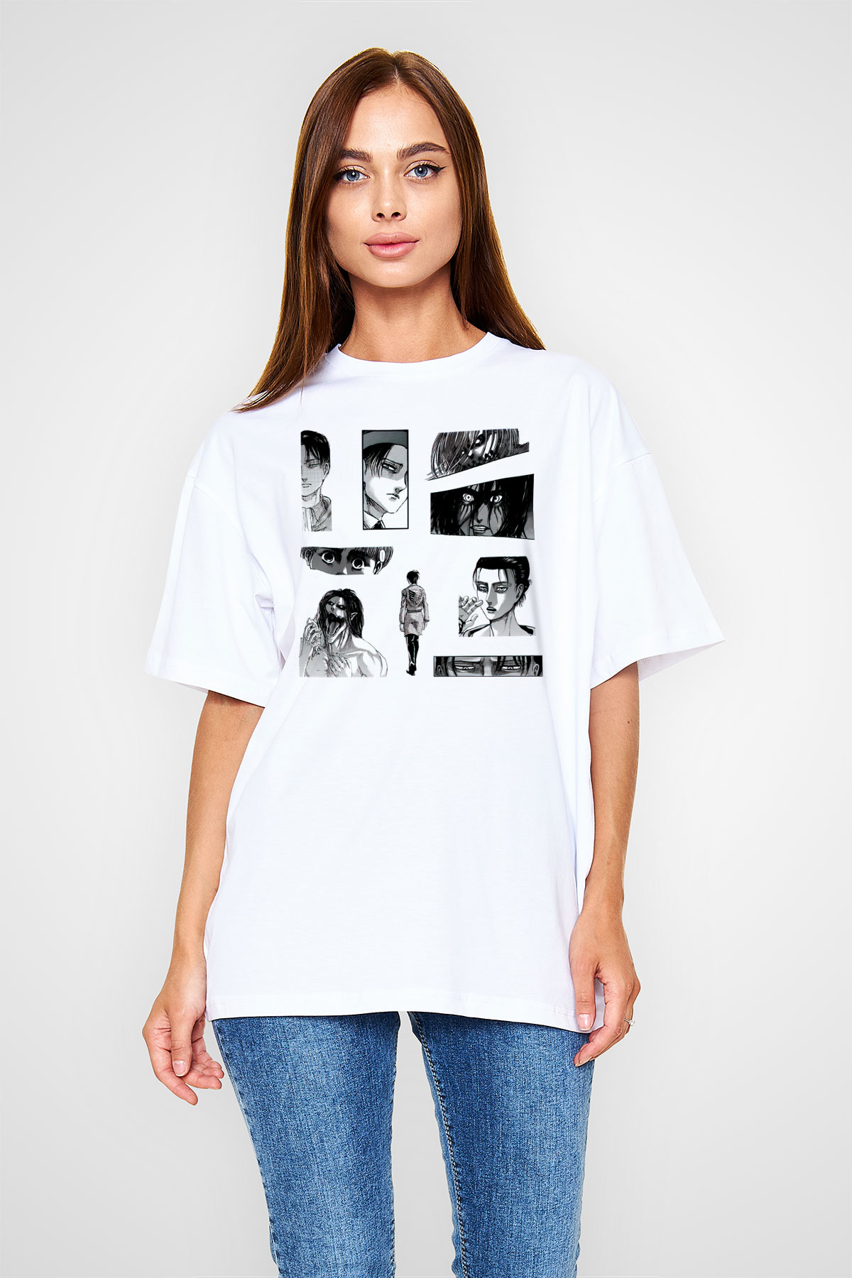 Attack on Titan Beyaz Unisex Tişört T-Shirt