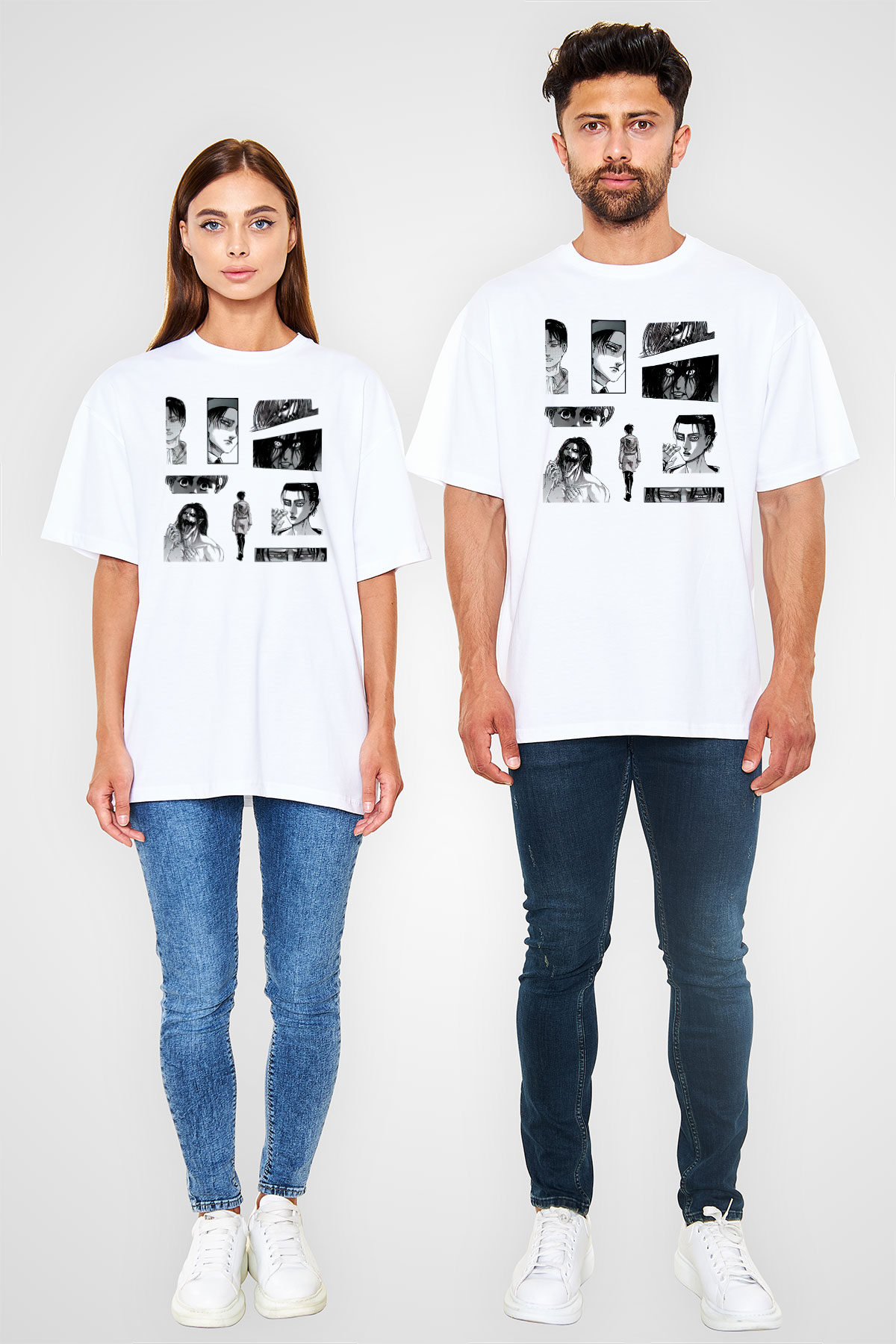 Attack on Titan Beyaz Unisex Tişört T-Shirt