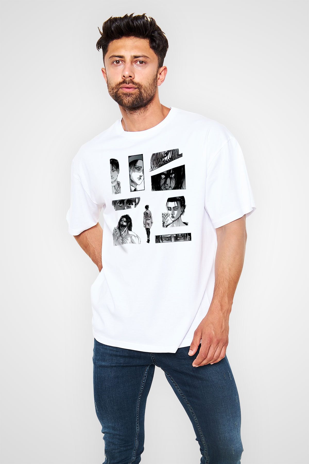 Attack on Titan Beyaz Unisex Tişört T-Shirt