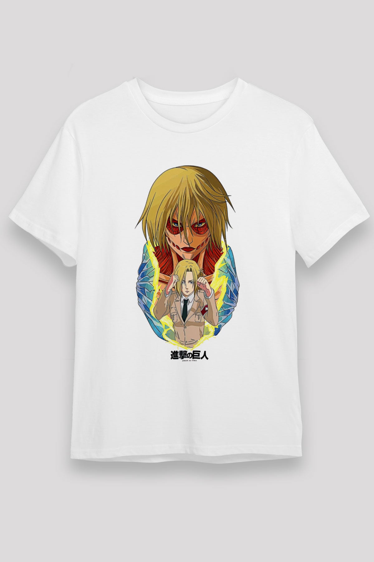 Attack On Titan Unisex Baskılı Beyaz Tişört - Tshirt