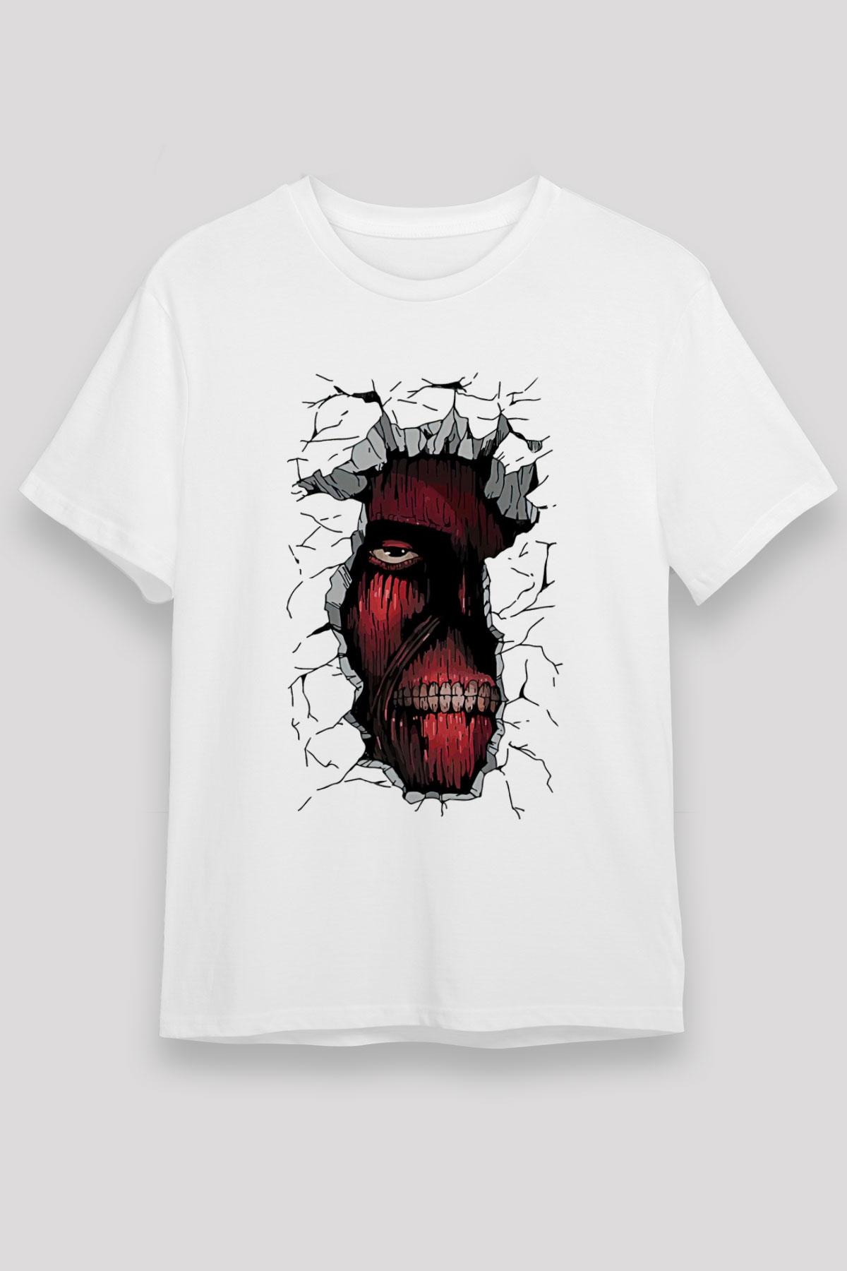 Attack On Titan Unisex Baskılı Beyaz Tişört - Tshirt